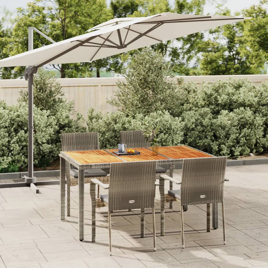 5-tlg. Garten-Essgruppe mit Kissen Grau Poly Rattan 5-tlg. Garten-Essgruppe mit Kissen Grau Poly Rattan
