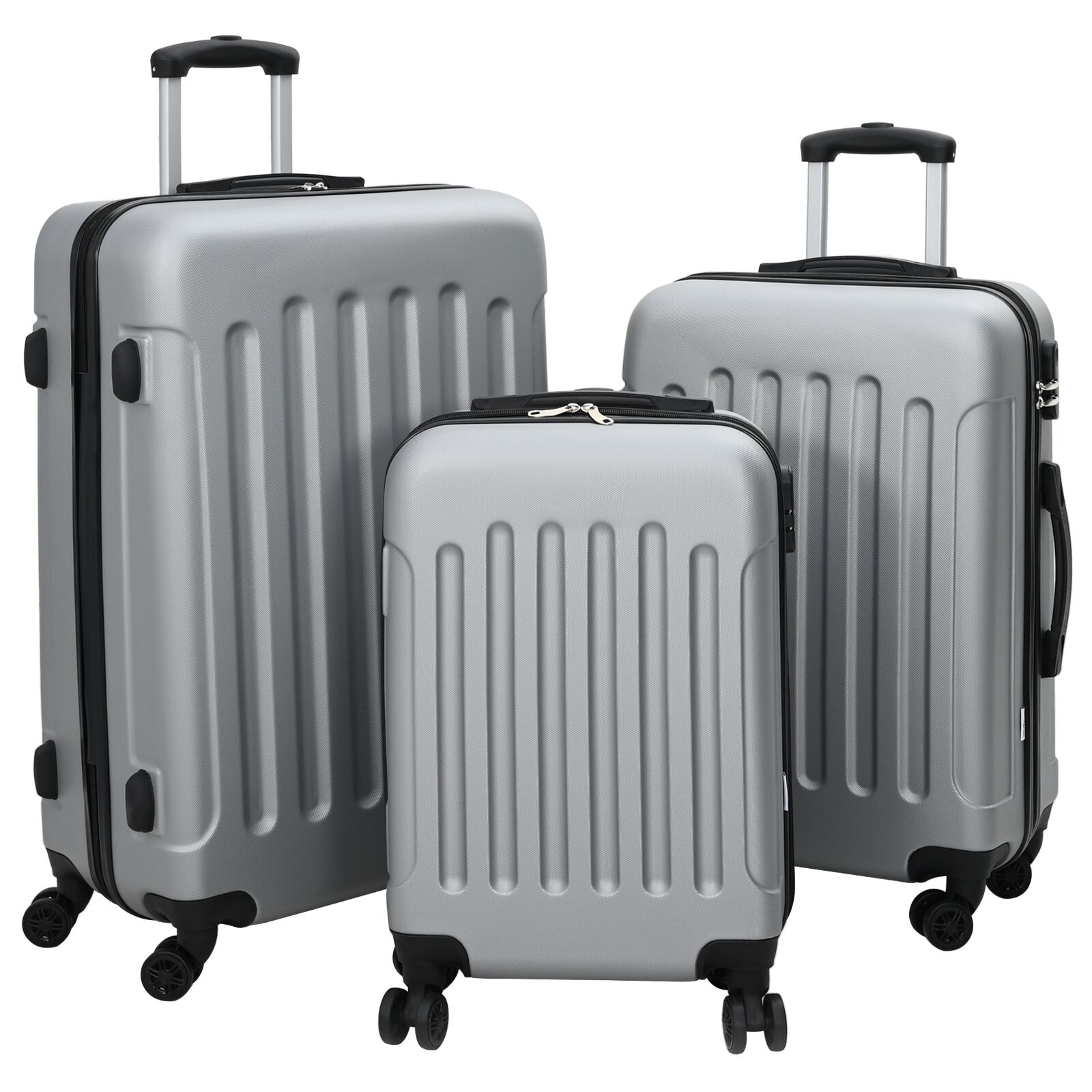 Kofferset 3 pcs Hartschale Silber 20'' 24'' 28'' ABS