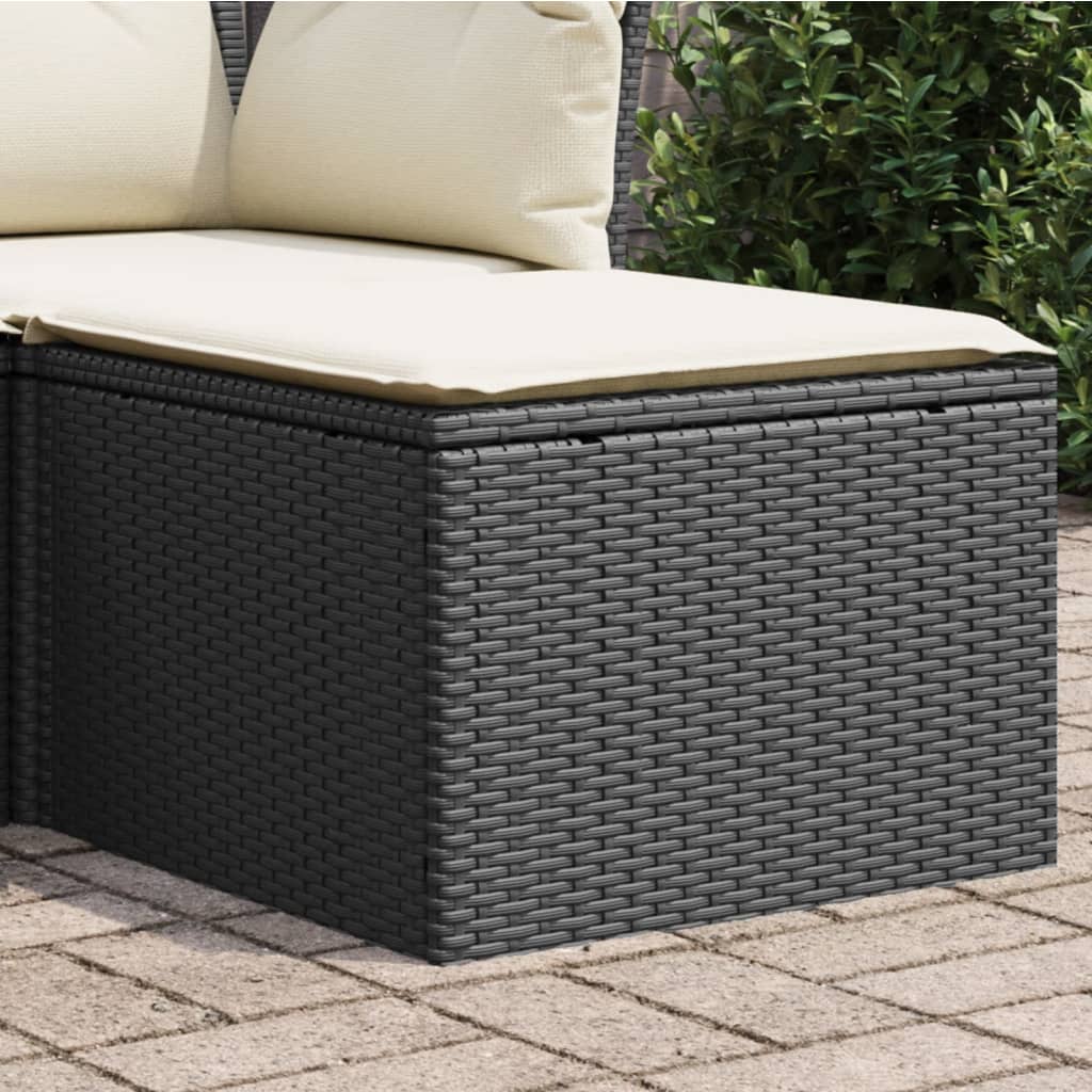 Gartenhocker mit Kissen Schwarz 55x55x37 cm Poly Rattan Gartenhocker mit Kissen Schwarz 55x55x37 cm Poly Rattan
