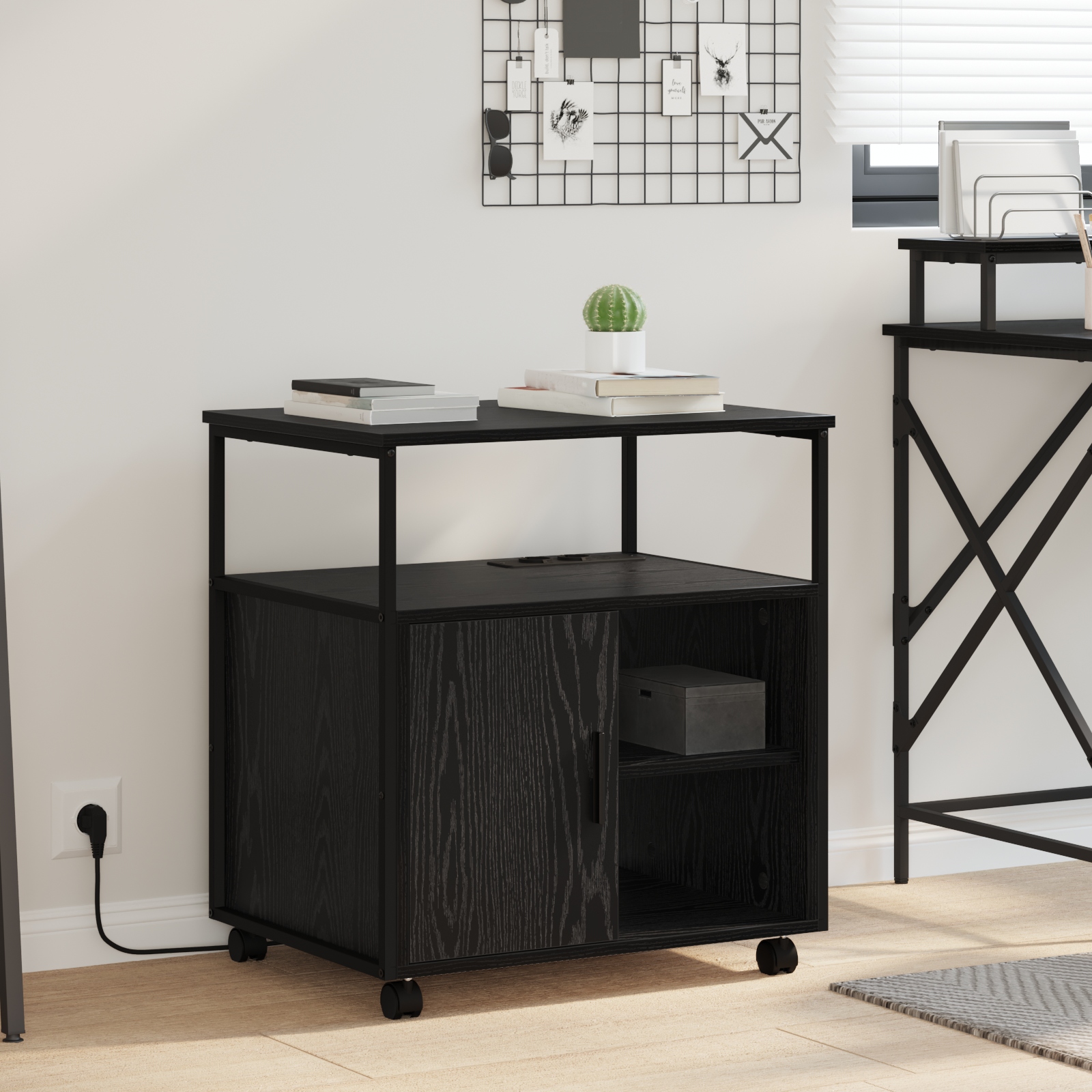 Büroschrank Schwarze Eiche 60 x 46 x 67 cm Holzwerkstoff