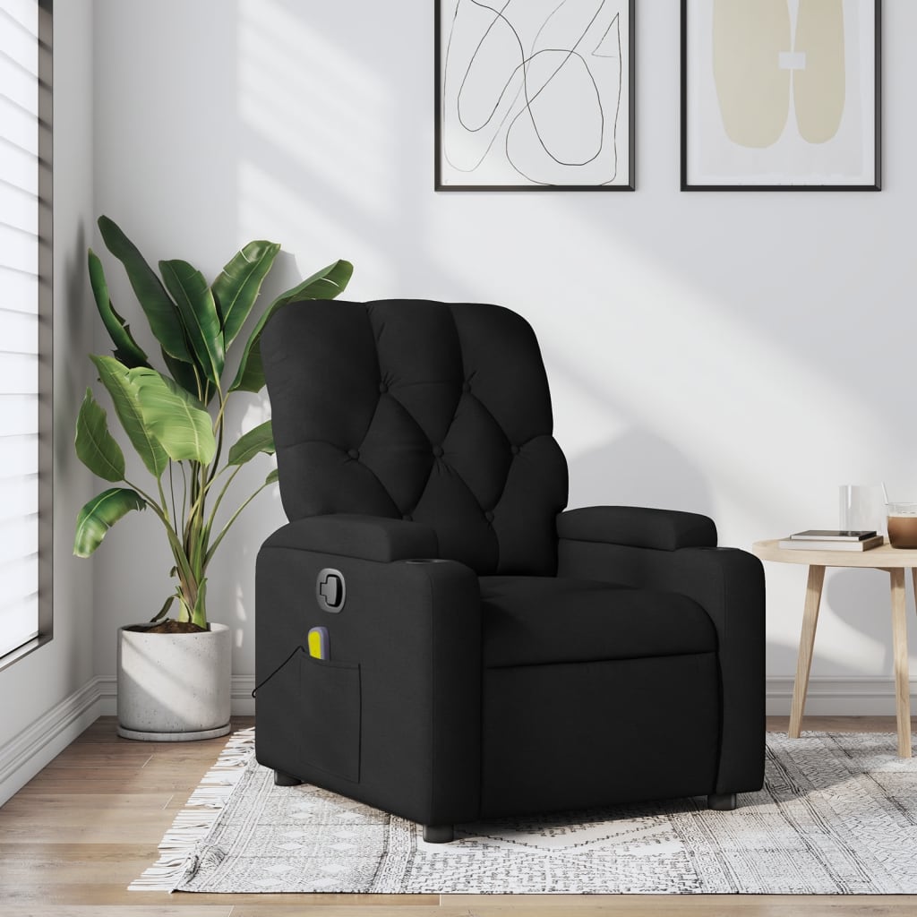 Massage-Relaxsessel, schwarzer Stoff