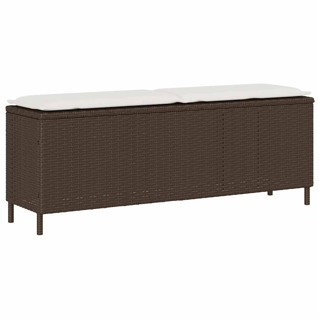 Gartenbank mit Kissen Braun 110x30x40,5 cm Poly Rattan Gartenbank mit Kissen Braun 110x30x40,5 cm Poly Rattan