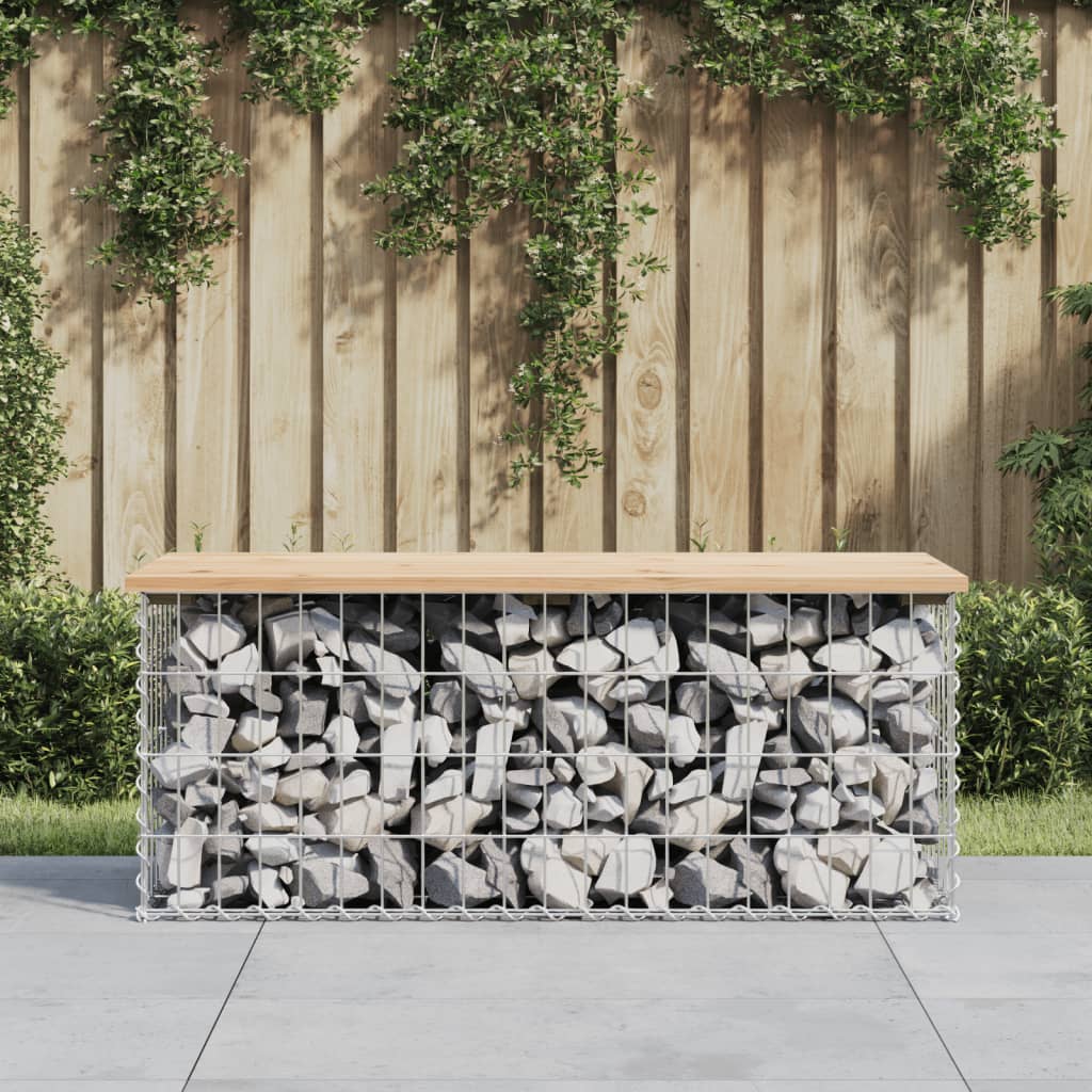 Gartenbank aus Gabionen 103x44x42 cm Massivholz Kiefer Gartenbank aus Gabionen 103x44x42 cm Massivholz Kiefer