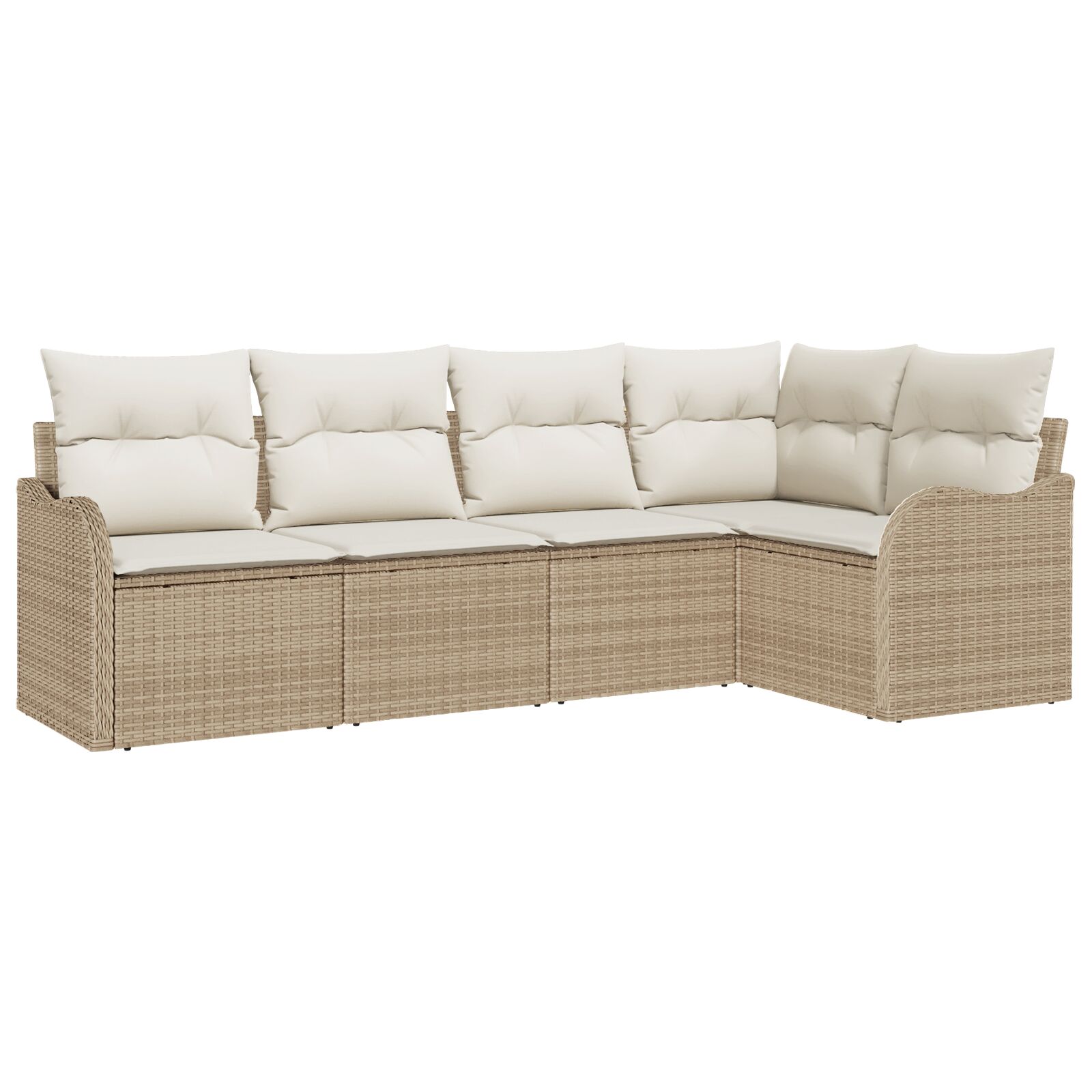 5-teiliges Garten Sofa Set mit Kissen Beige Poly Rattan, 2-Sitzer Garten Sofa mit Stauraum & Kissen Beige Poly Rattan 5-teiliges Garten Sofa Set mit Kissen Beige Poly Rattan, 2-Sitzer Garten Sofa mit Stauraum & Kissen Beige Poly Rattan