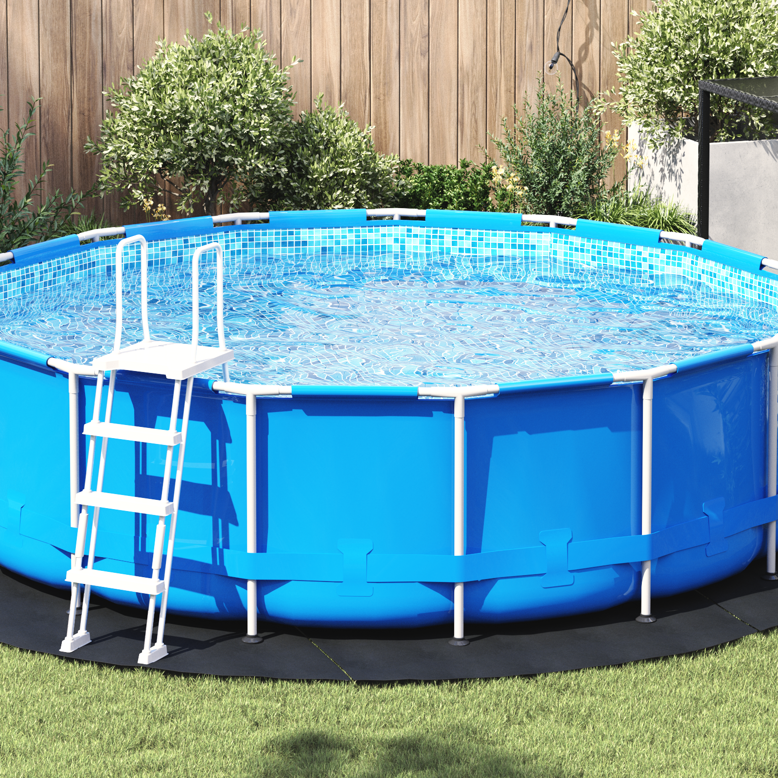 Runde Poolabdeckung Schwarz Kunststoff Ø 366 cm