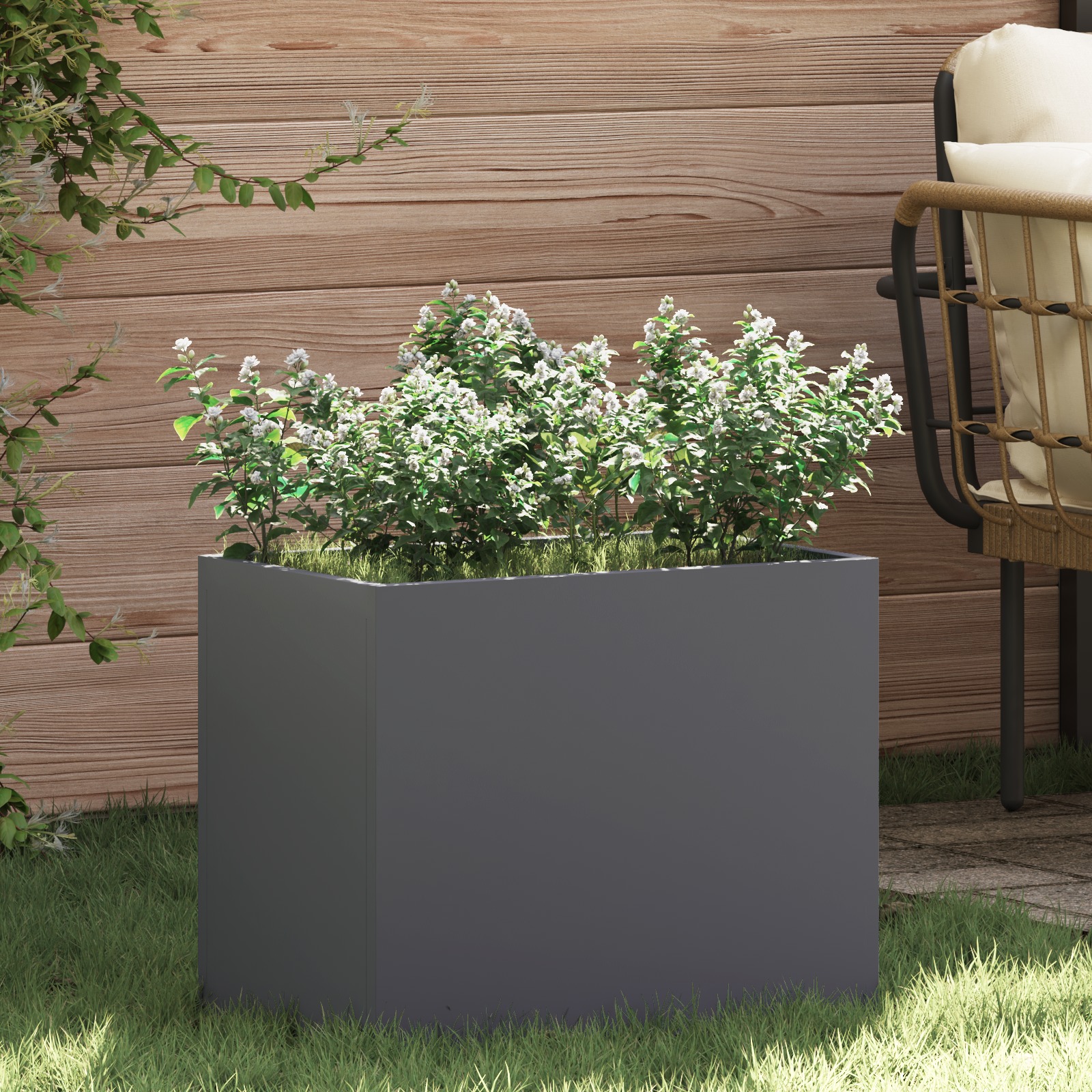Gartenblumentopf Anthrazit 50 x 32 x 40 cm Kaltgewalzter Stahl