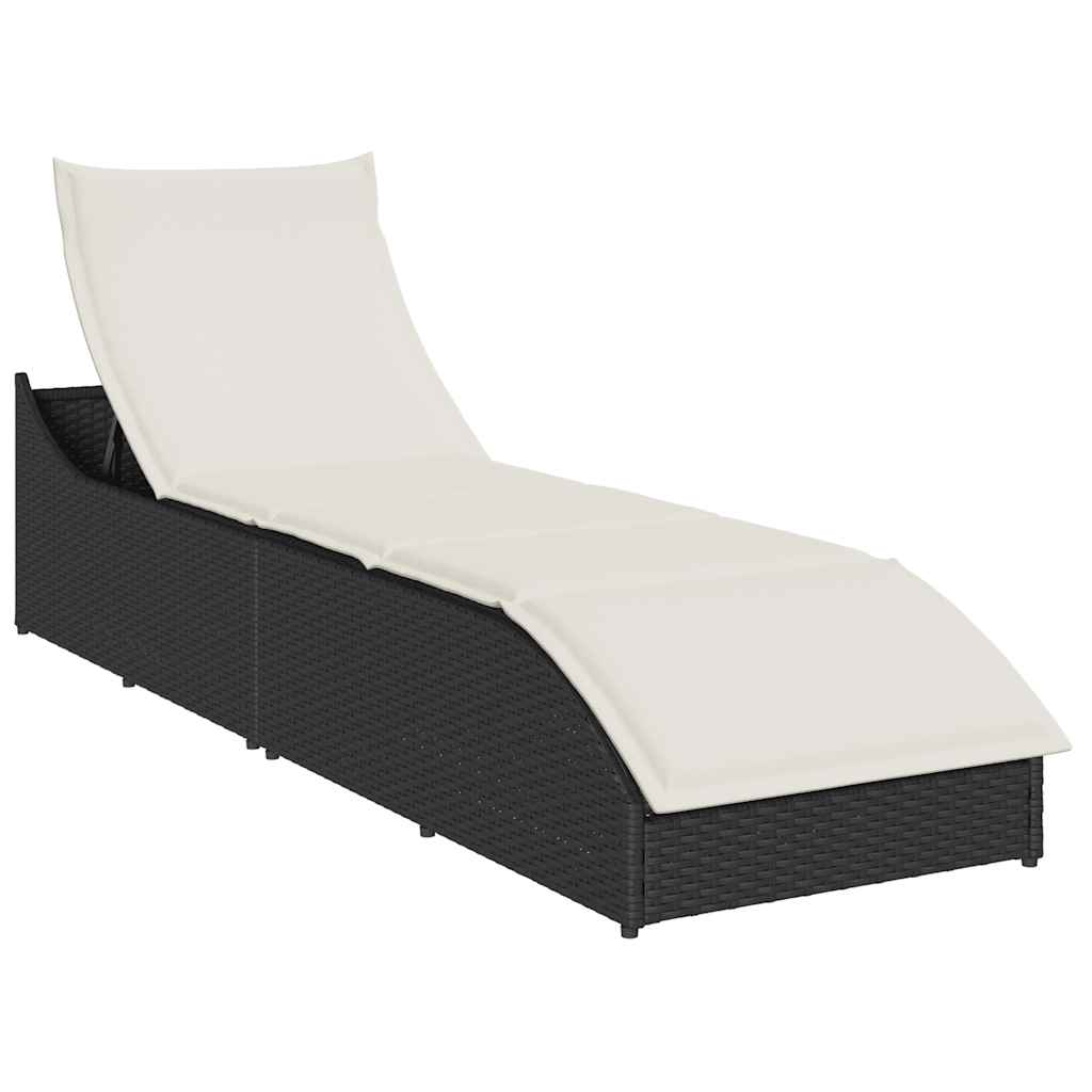 Klappliege mit Auflage und Stauraum Schwarz Poly-Rattan Klappliege mit Auflage und Stauraum Schwarz Poly-Rattan