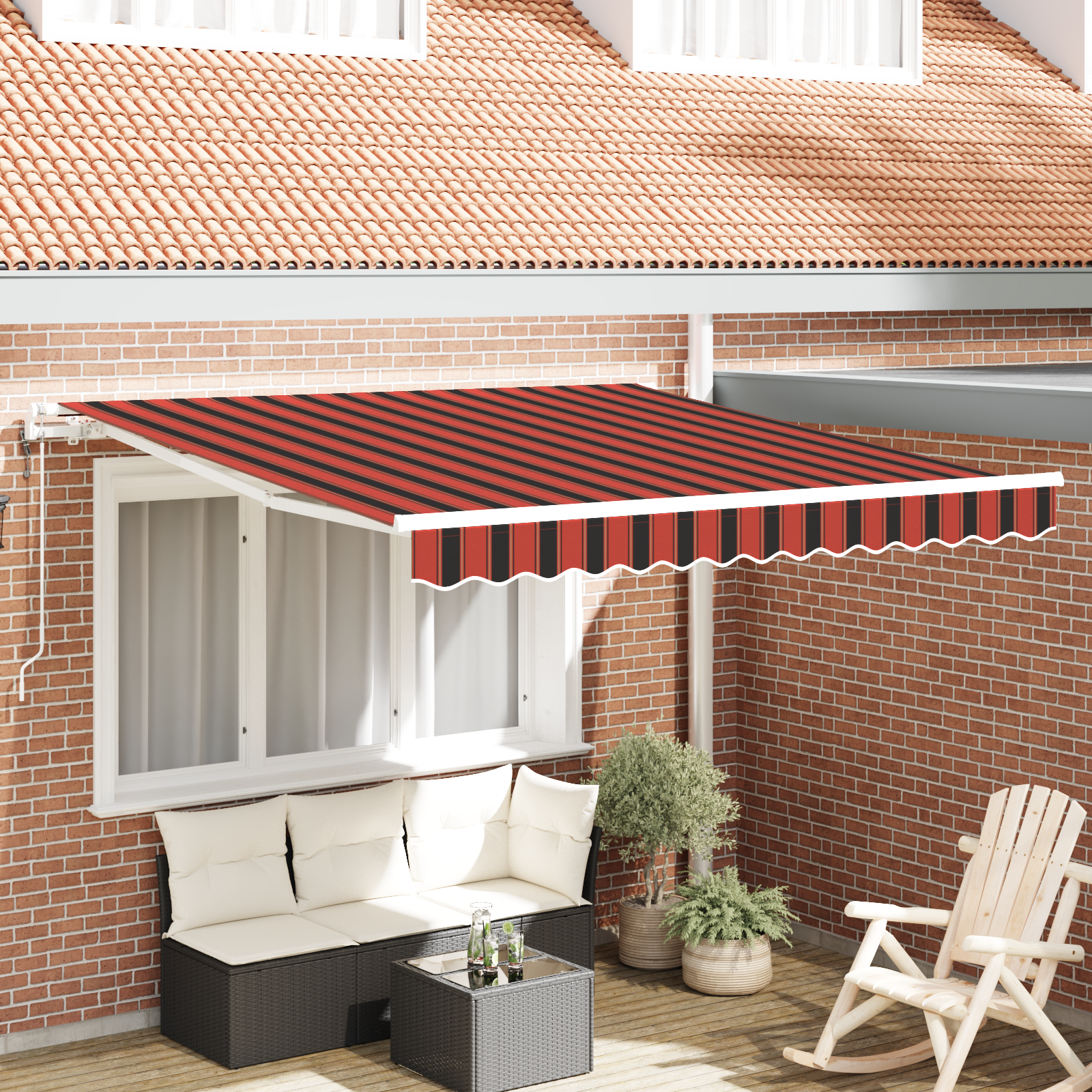 Automatische einziehbare Markise in Orange und Braun 300x250 cm