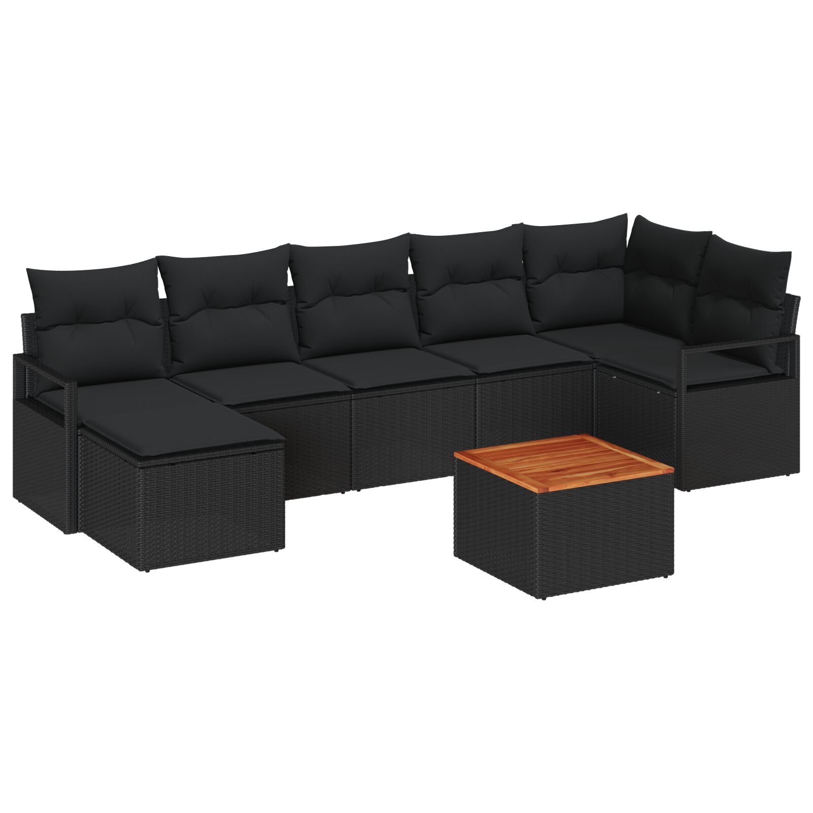 8-teiliges Garten-Sofa-Set mit Kissen Schwarz Poly-Rattan Akazie, 2-Sitzer Garten-Sofa mit Kissen Schwarz Poly-Rattan 8-teiliges Garten-Sofa-Set mit Kissen Schwarz Poly-Rattan Akazie, 2-Sitzer Garten-Sofa mit Kissen Schwarz Poly-Rattan