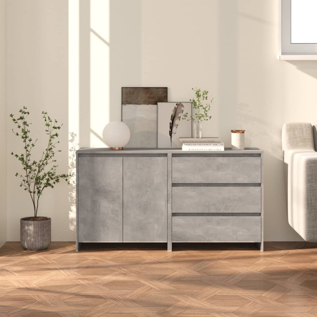 2-tlg. Sideboard Betongrau Holzwerkstoff 2-tlg. Sideboard Betongrau Holzwerkstoff