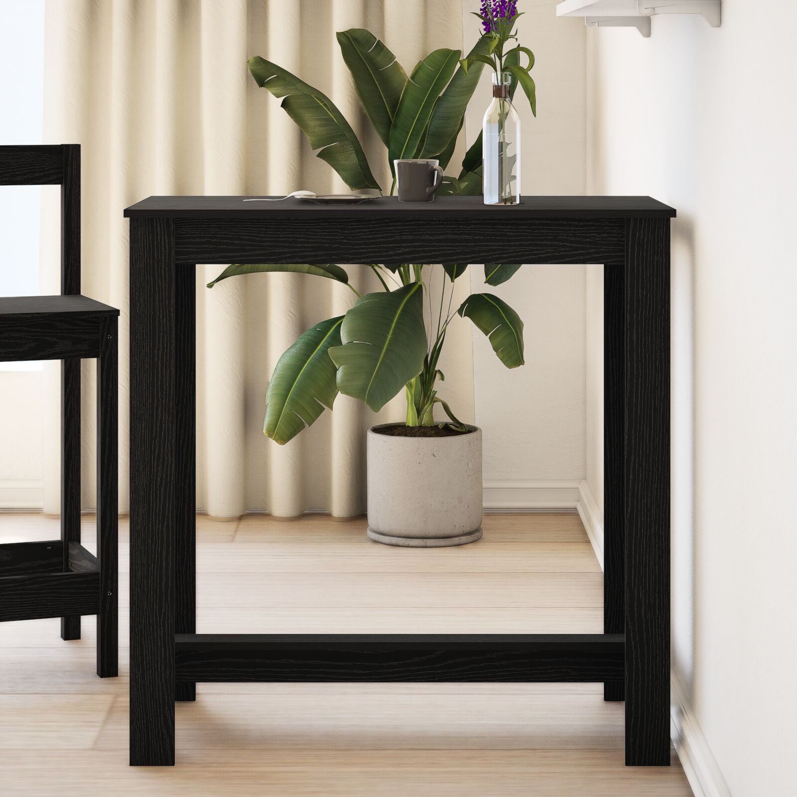 vidaXL Bartisch aus schwarzem Eichenholz 102x50x103,5 cm aus Ingenieurholz