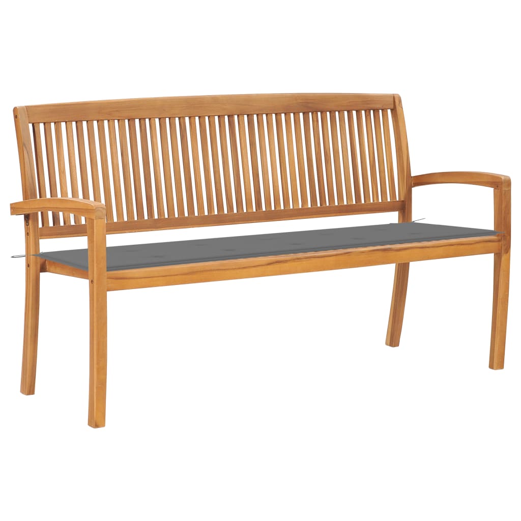 Stapelbare Gartenbank mit Auflage 159 cm Massivholz Teak Stapelbare Gartenbank mit Auflage 159 cm Massivholz Teak