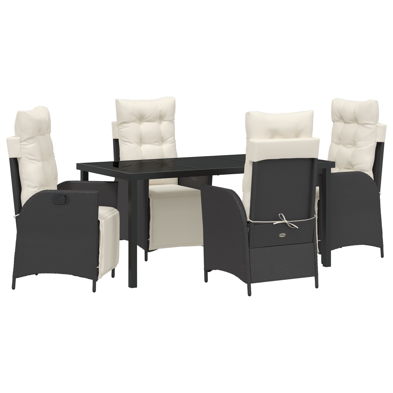 5-teiliges Garten-Dining-Set Schwarz Poly-Rattan