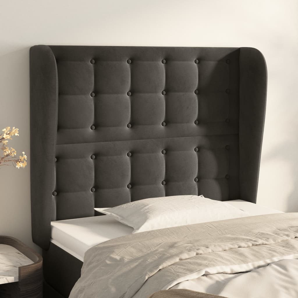 Kopfteil mit Ohren Dunkelgrau 83x23x118/128 cm Samt