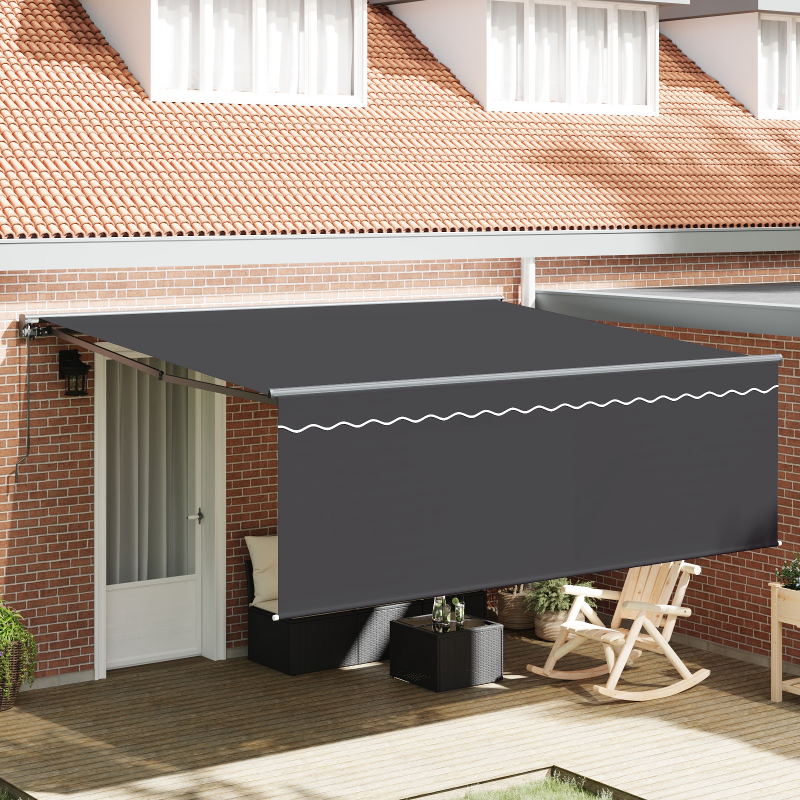 Einziehbare Markise Anthrazit 400 × 300 cm Polyester, Aluminium