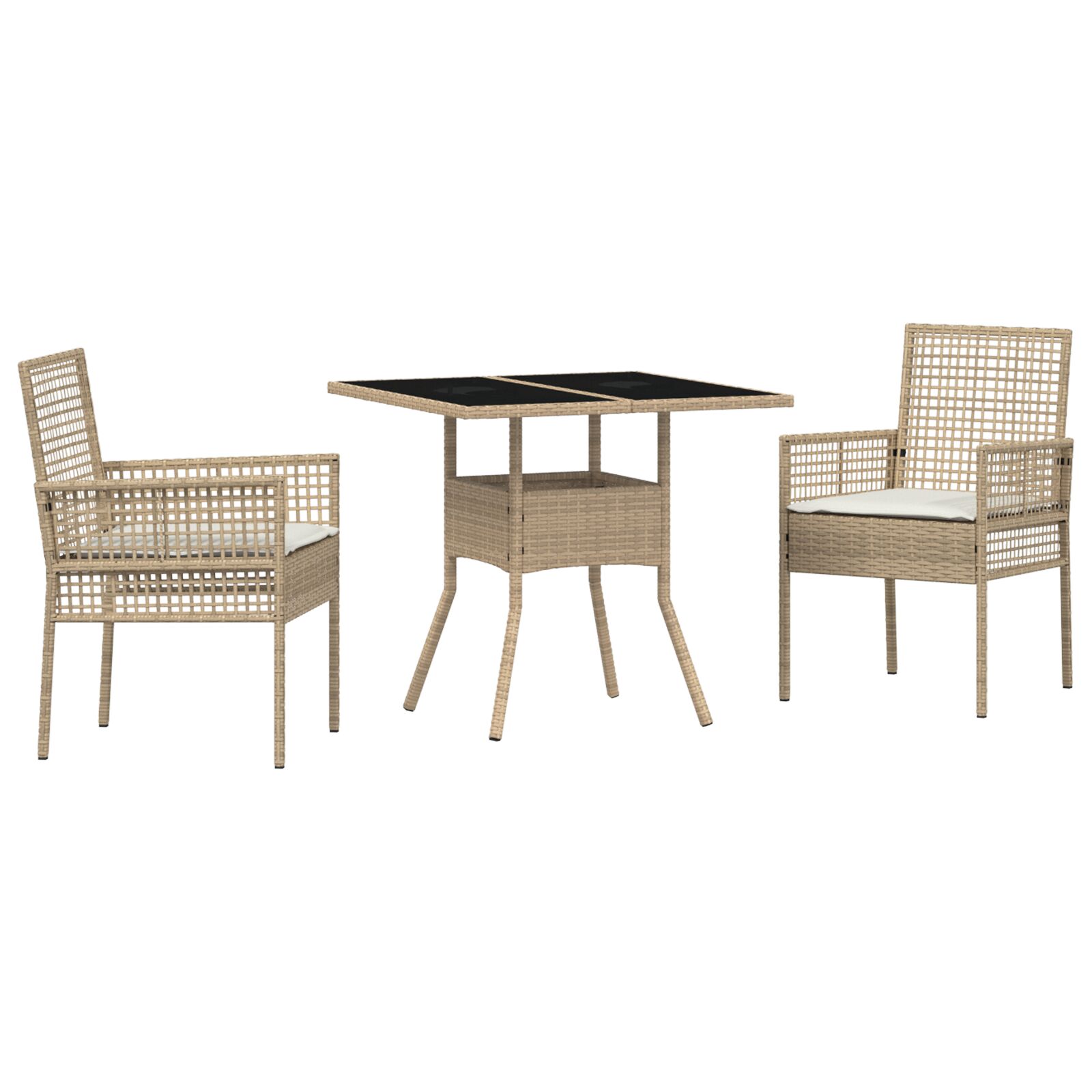 3-teiliges Garten-Essset Beige Poly Rattan 3-teiliges Garten-Essset Beige Poly Rattan