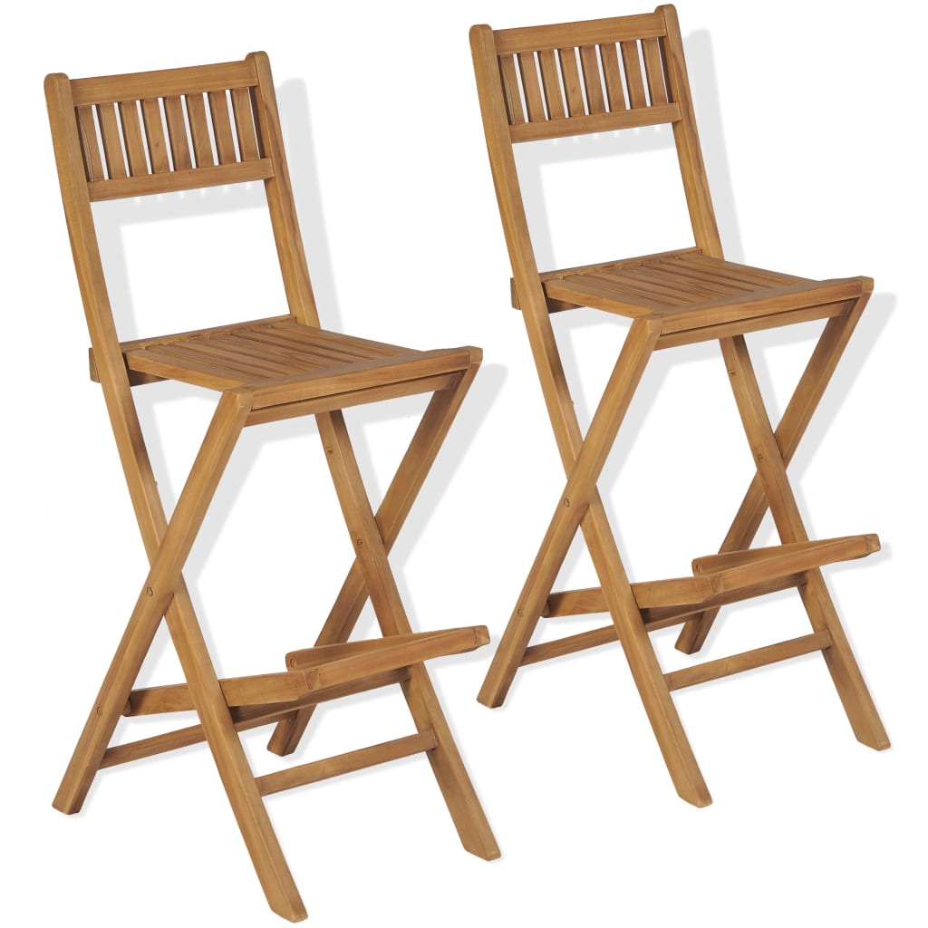 Klappbare Garten-Barhocker 2 Stk. Massivholz Teak Klappbare Garten-Barhocker 2 Stk. Massivholz Teak