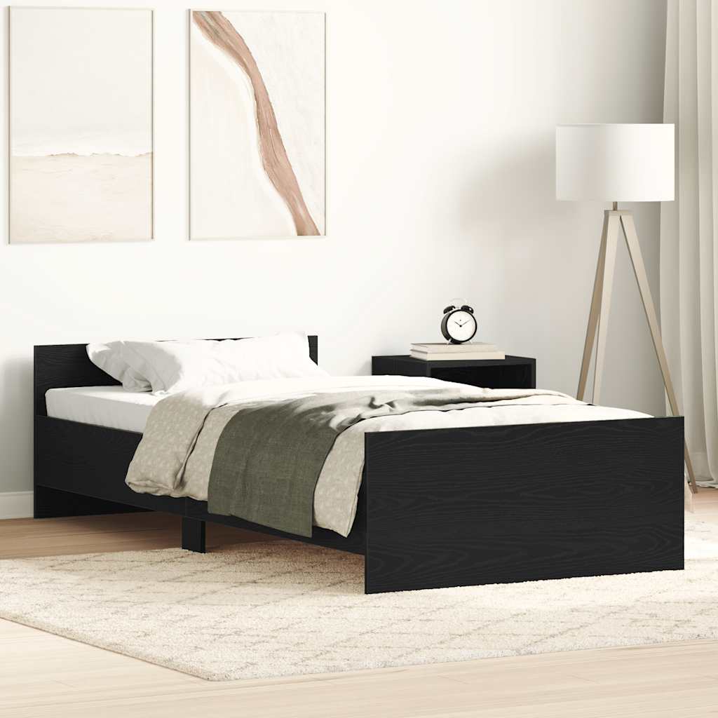 Bettgestell ohne Matratze Schwarz Eichen-Optik 90x190 cm