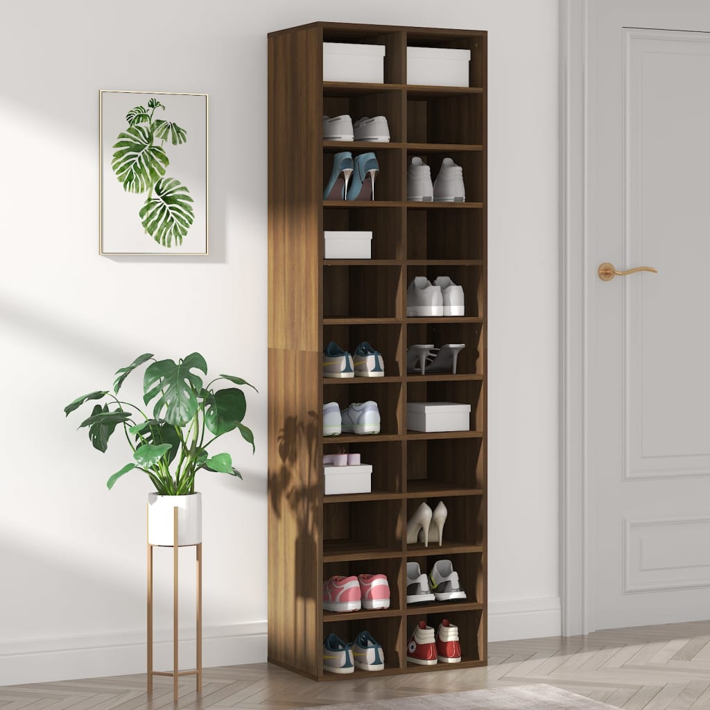 Schuhregal Braun Eichen-Optik 54x34x183 cm Holzwerkstoff