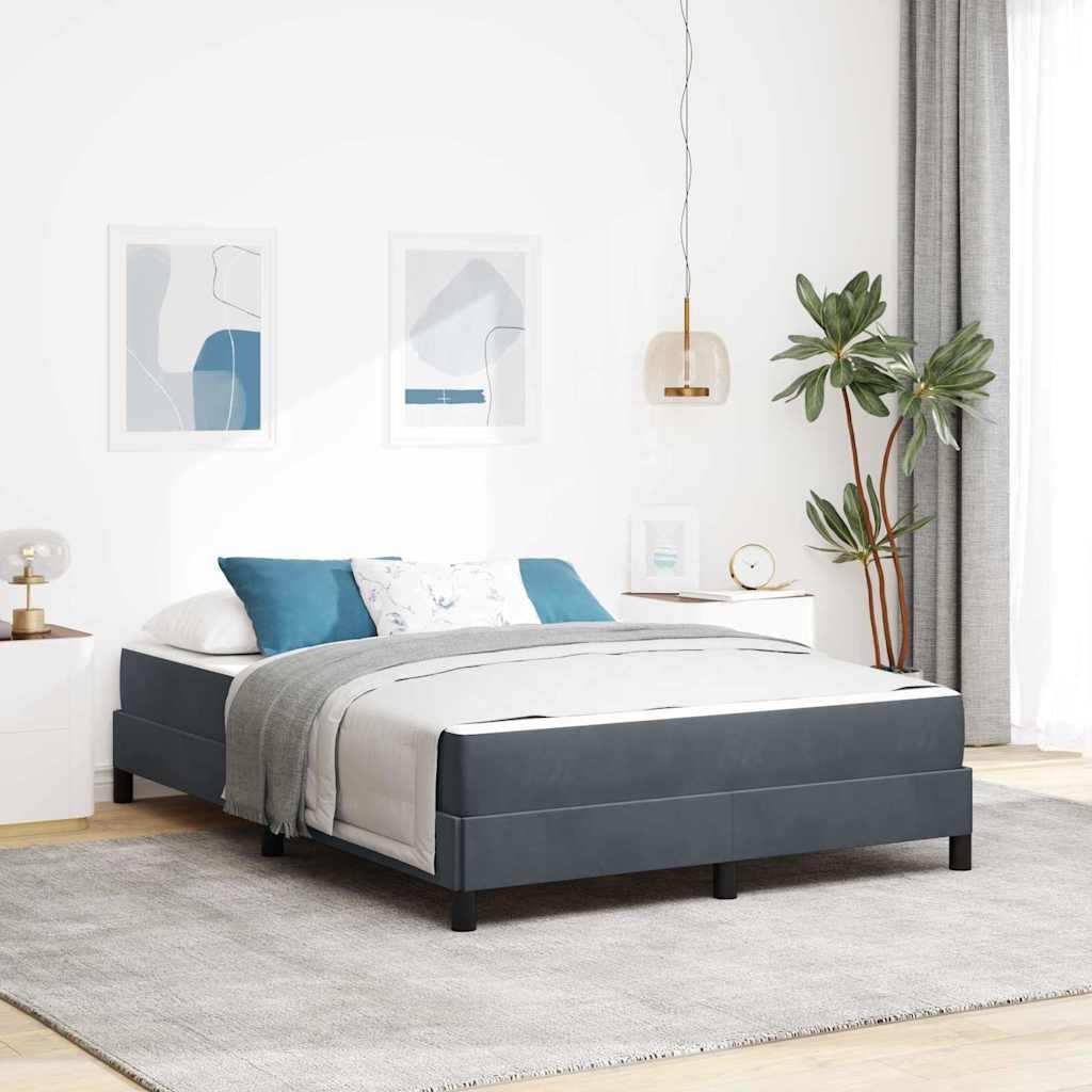 Boxspringbett mit Matratze Dunkelgrau 140 x 190 cm Samt