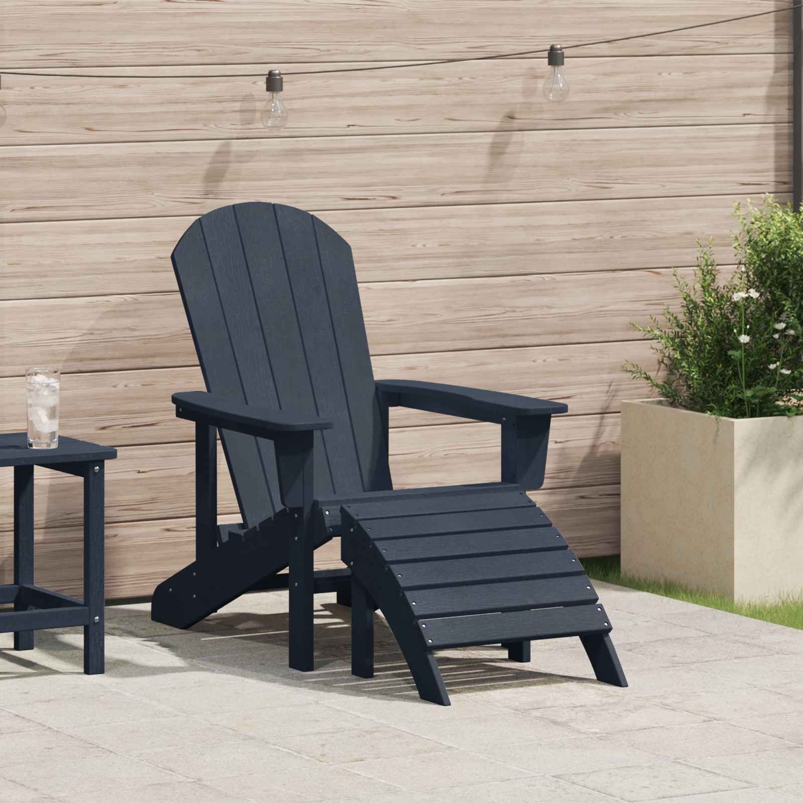 Adirondack-Stuhl mit Fußstütze Marineblau HDPE Adirondack-Stuhl mit Fußstütze Marineblau HDPE