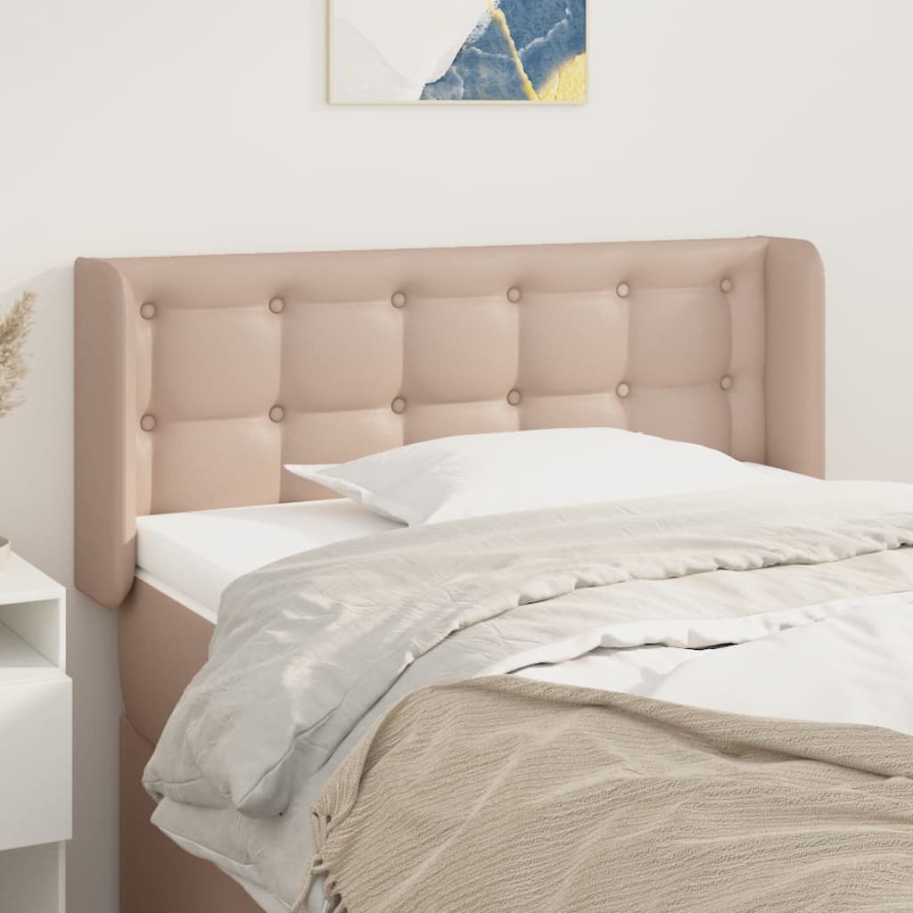 Kopfteil mit Ohren Cappuccino-Braun 83x16x78/88 cm Kunstleder