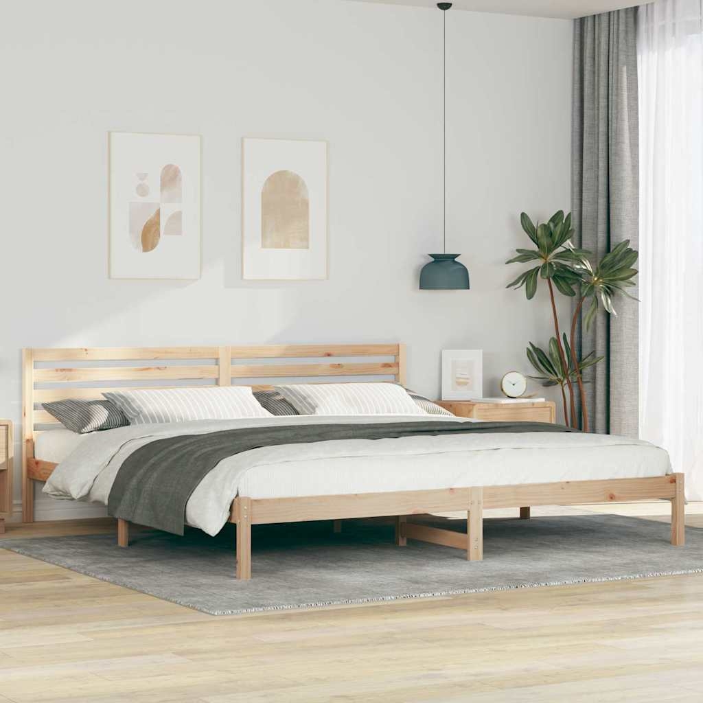 Bettgestell mit Kopfteil Braun 180 x 210 cm Massivkiefer