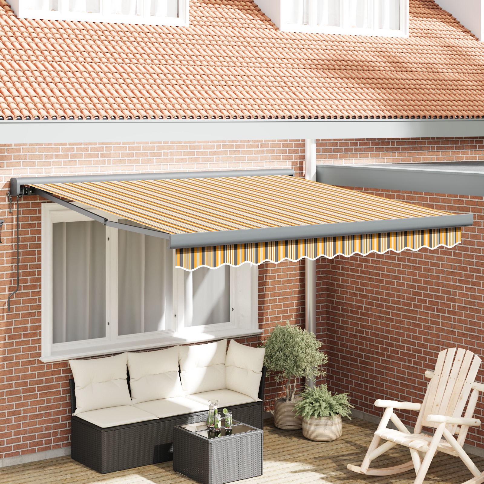 Automatische Einziehbare Markise mit Multicolor Streifen 300x250 cm