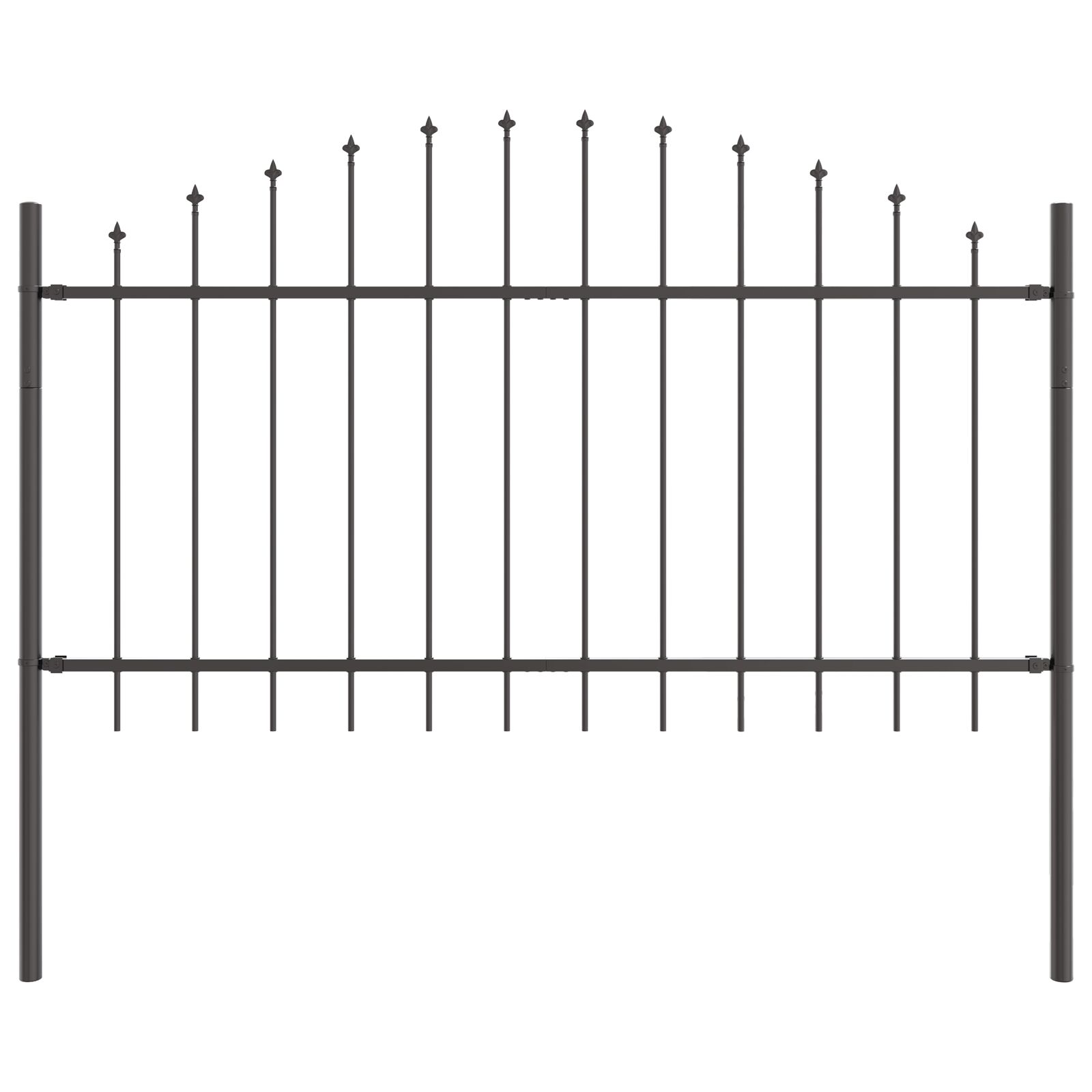 Gartenzaun mit Bogenoberseite Grau 1,7x1 m aus Stahl