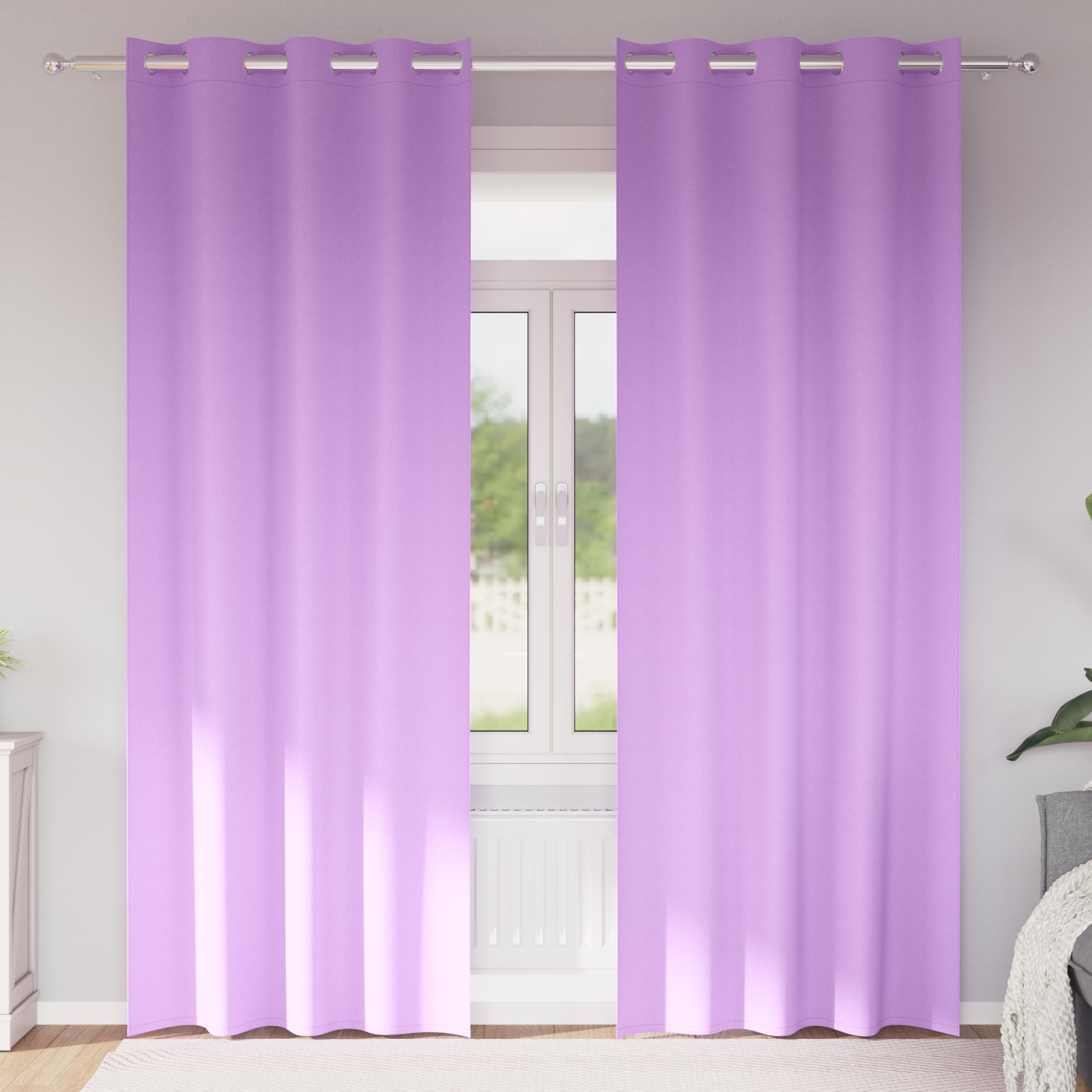 Vorhänge mit Vorhängen 2 pcs Lila 245 x 140 cm Polyester