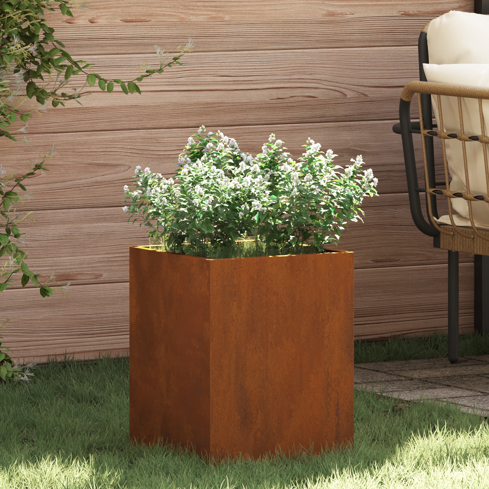 Gartenblumentopf Rostig 50 x 32 x 40 cm Cortenstahl
