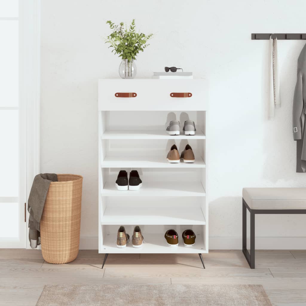 Schuhschrank Hochglanz-Weiß 60x35x105 cm Holzwerkstoff