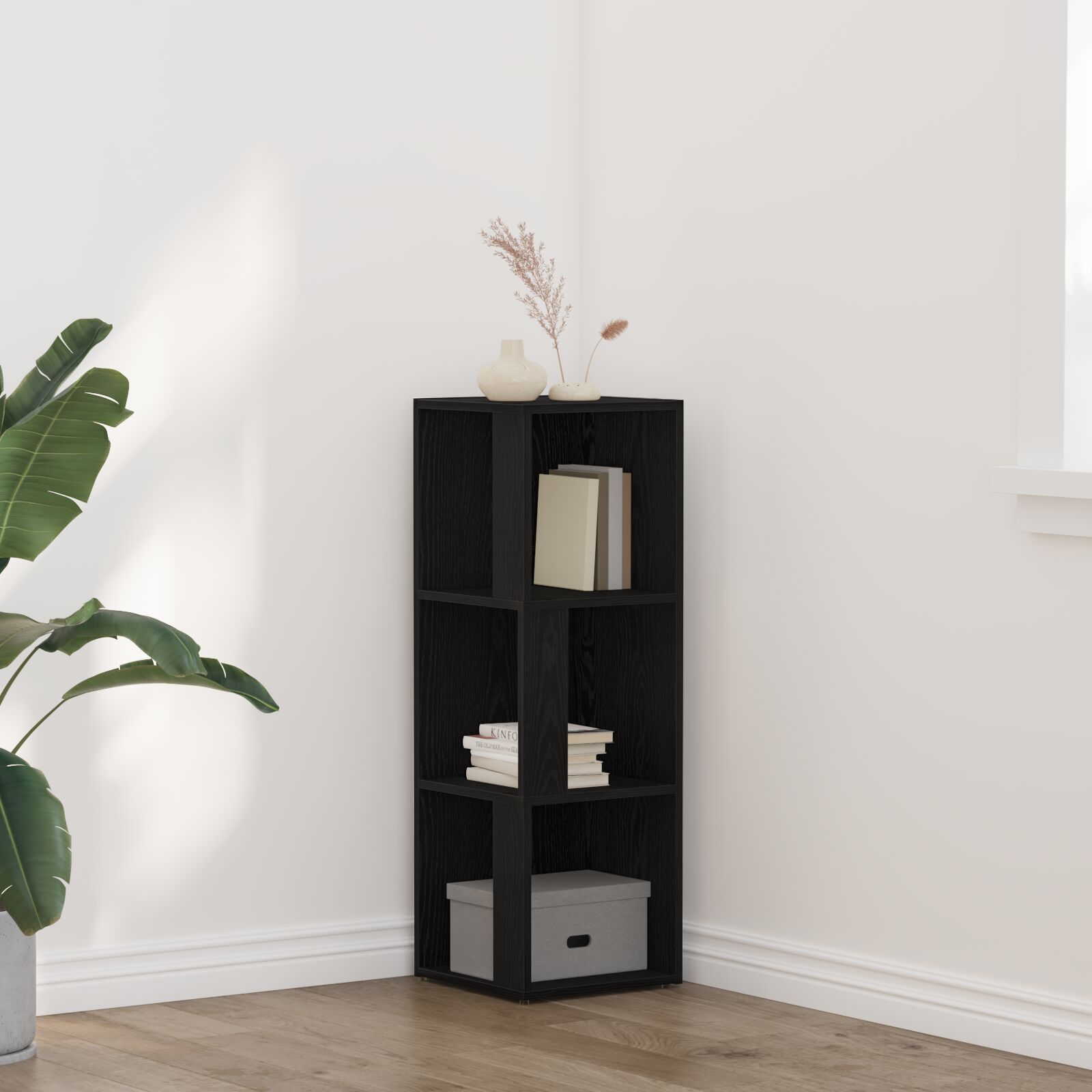 vidaXL Eckschrank Schwarz Eiche 33x33x100 cm MDF