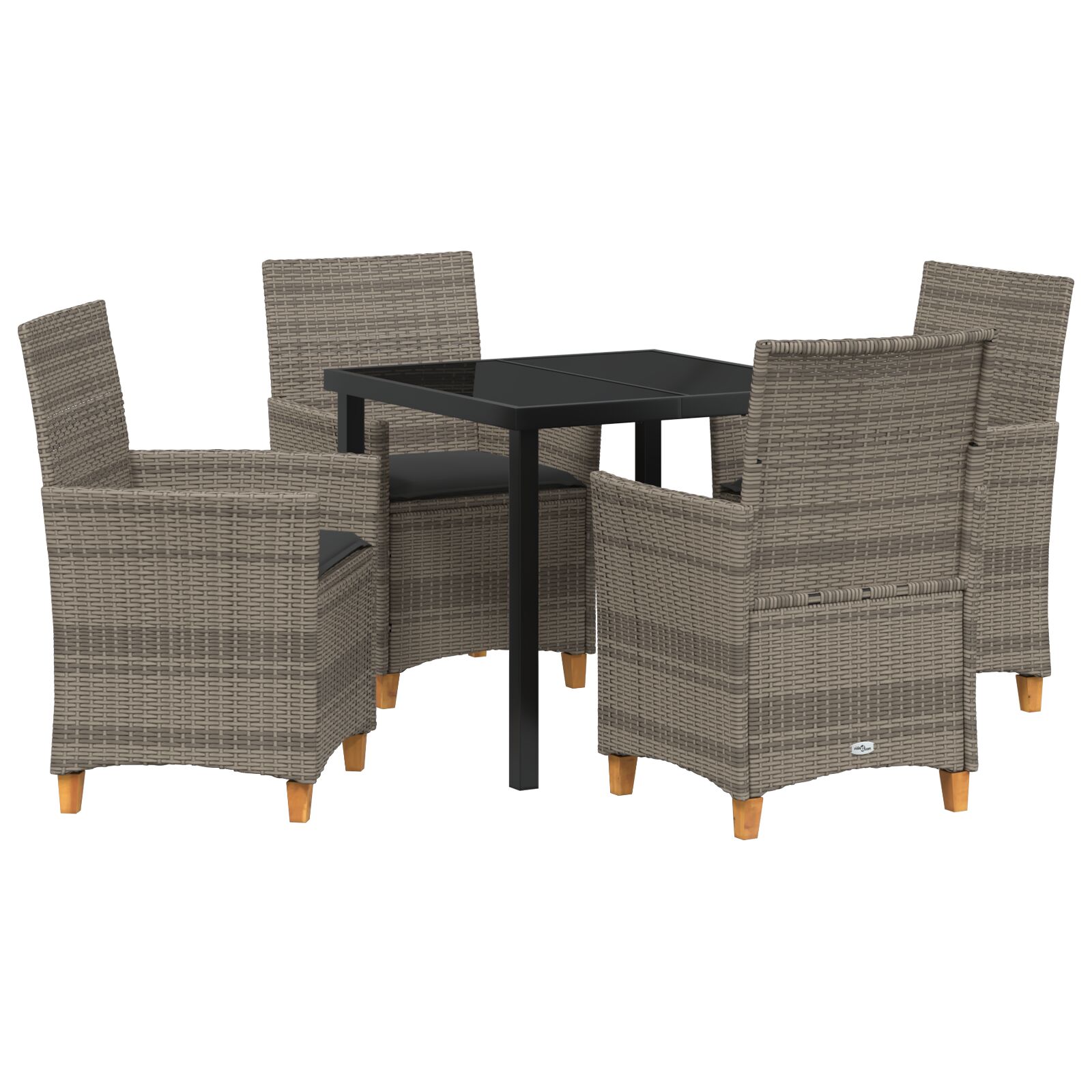 5-teiliges Garten-Essset mit Kissen Grau Poly Rattan 5-teiliges Garten-Essset mit Kissen Grau Poly Rattan