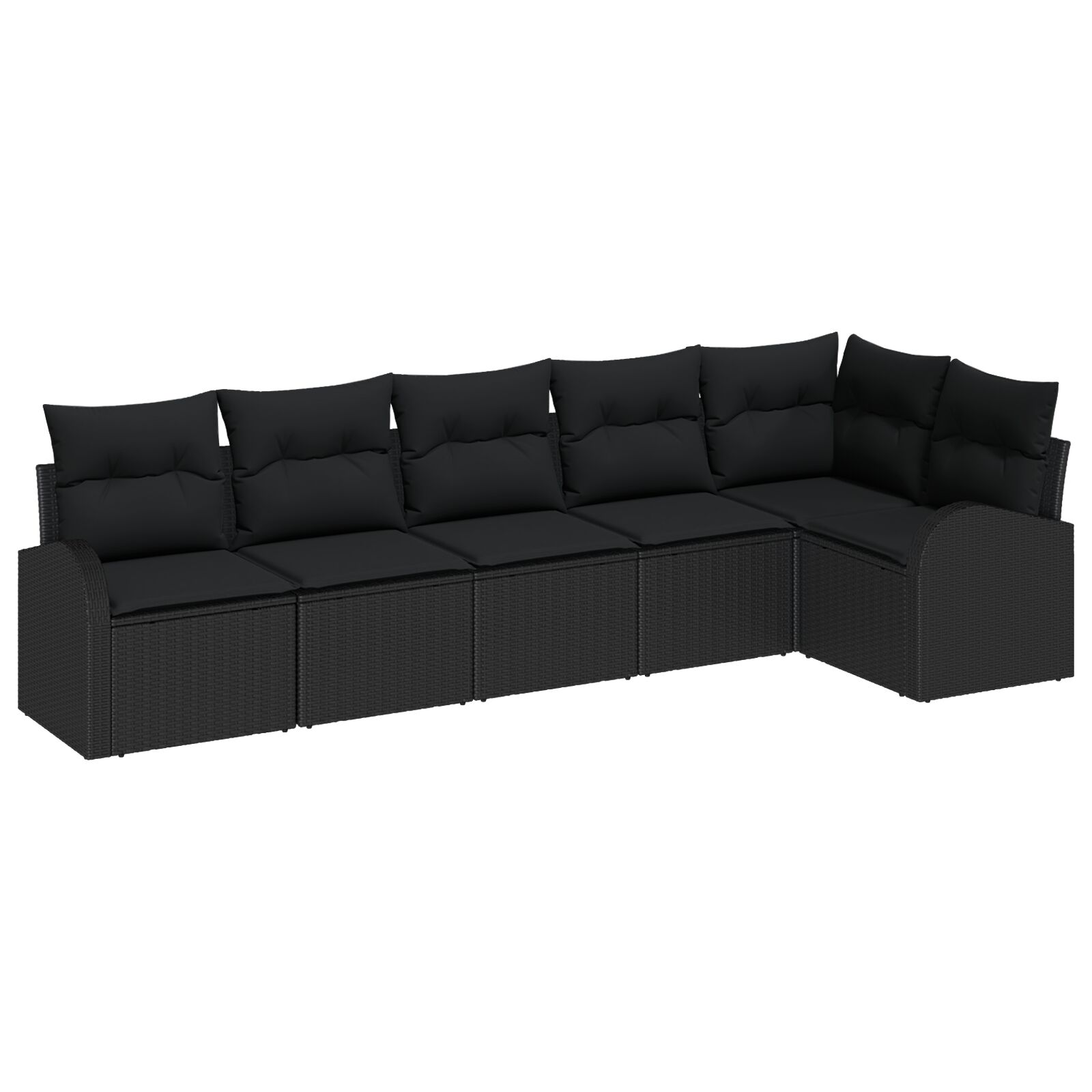 6-teiliges Garten Sofa Set mit Kissen aus schwarzem Poly Rattan, 2-Sitzer Garten Sofa mit Stauraum & Kissen aus schwarzem Poly Rattan 6-teiliges Garten Sofa Set mit Kissen aus schwarzem Poly Rattan, 2-Sitzer Garten Sofa mit Stauraum & Kissen aus schwarzem Poly Rattan