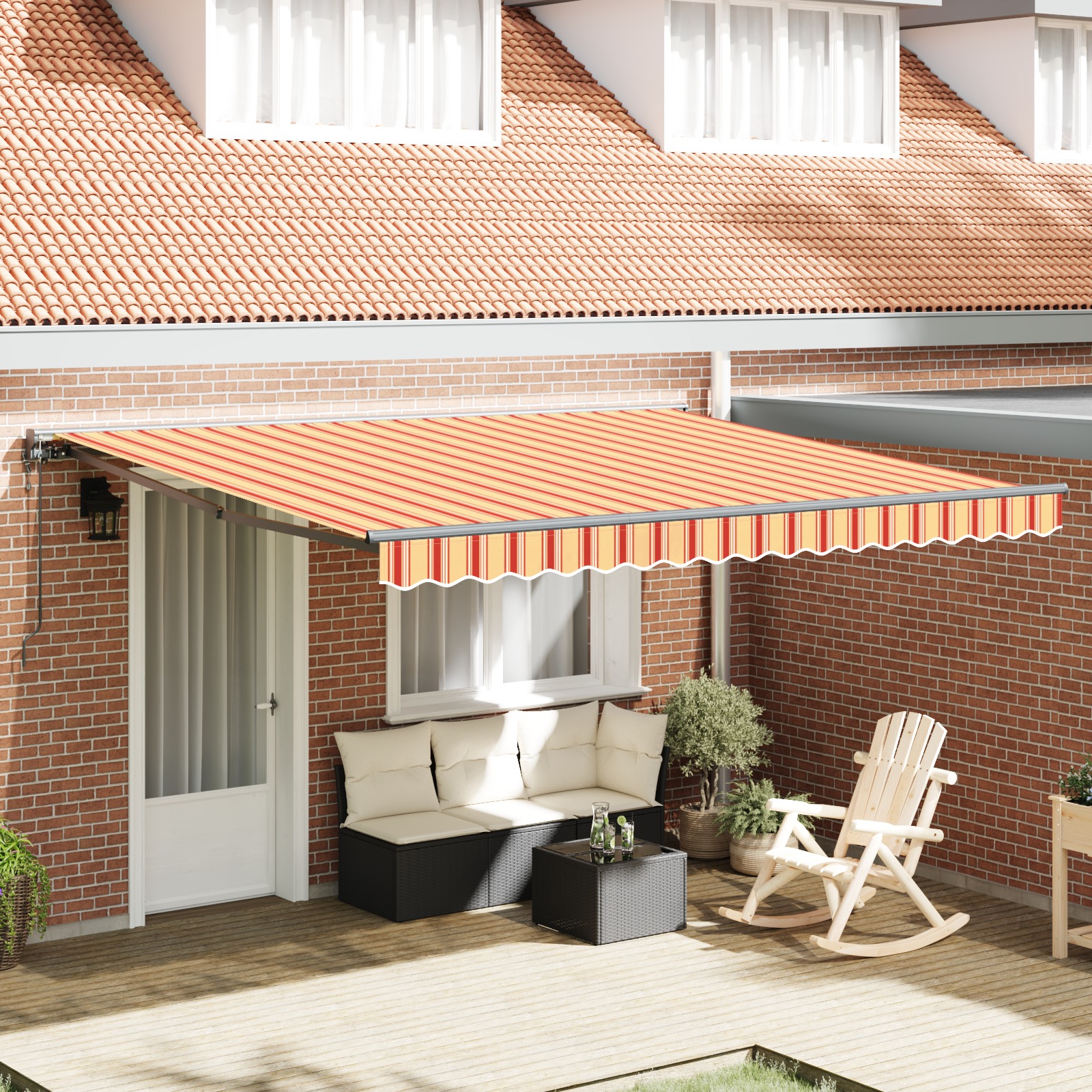 Einziehbare Markise Gelb und Orange 400x300 cm Polyester