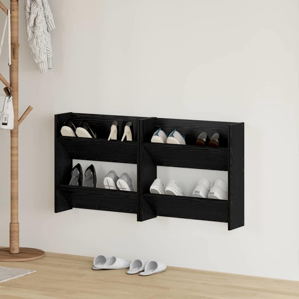 Wandschuhschränke 2 pcs Schwarze Eiche 60 x 18 x 60 cm