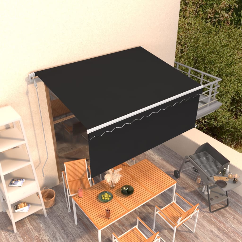 Markise Automatisch Einziehbar mit Volant 3x2,5 m Anthrazit