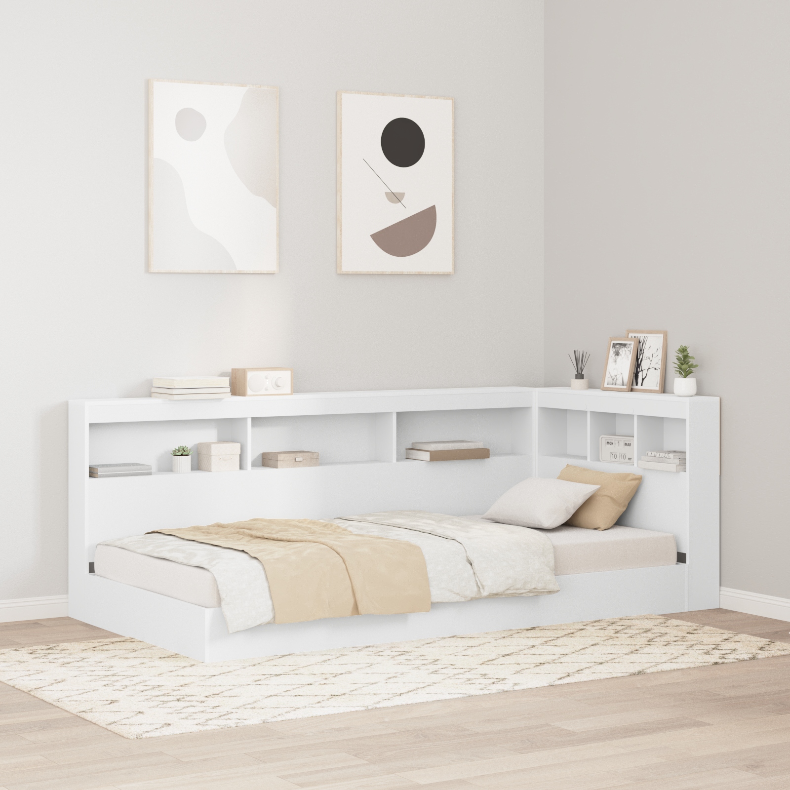 Stauraum-Kopfteil mit Regal mit Kopfteil mit Speicher Weiß 90 cm Holzwerkstoff