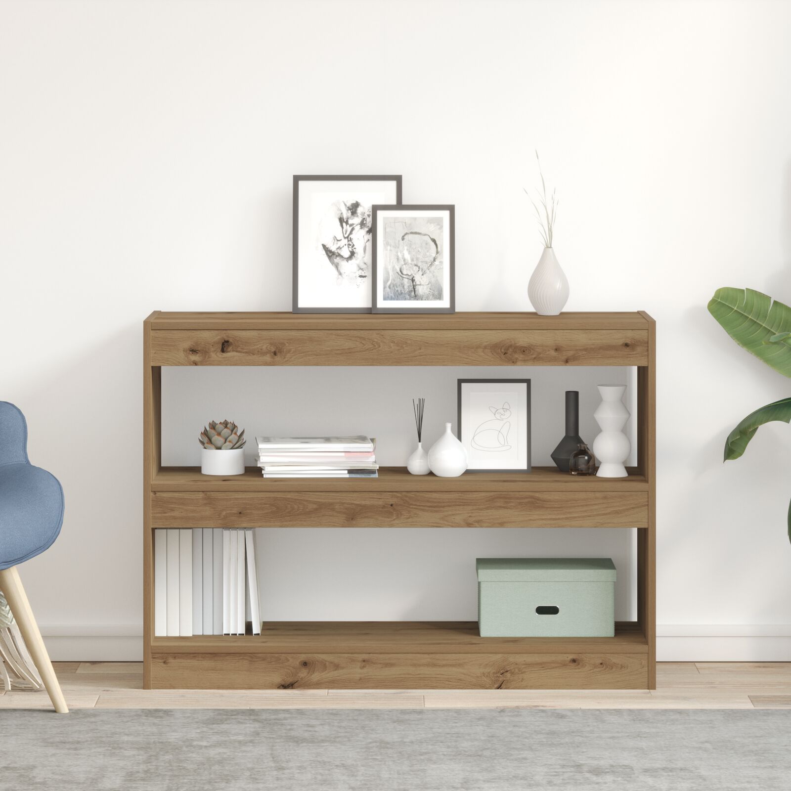 vidaXL Bücherregal/Raumteiler - Artisan Eiche - 100x30x72 cm - Hergestellt aus Holzwerkstoff