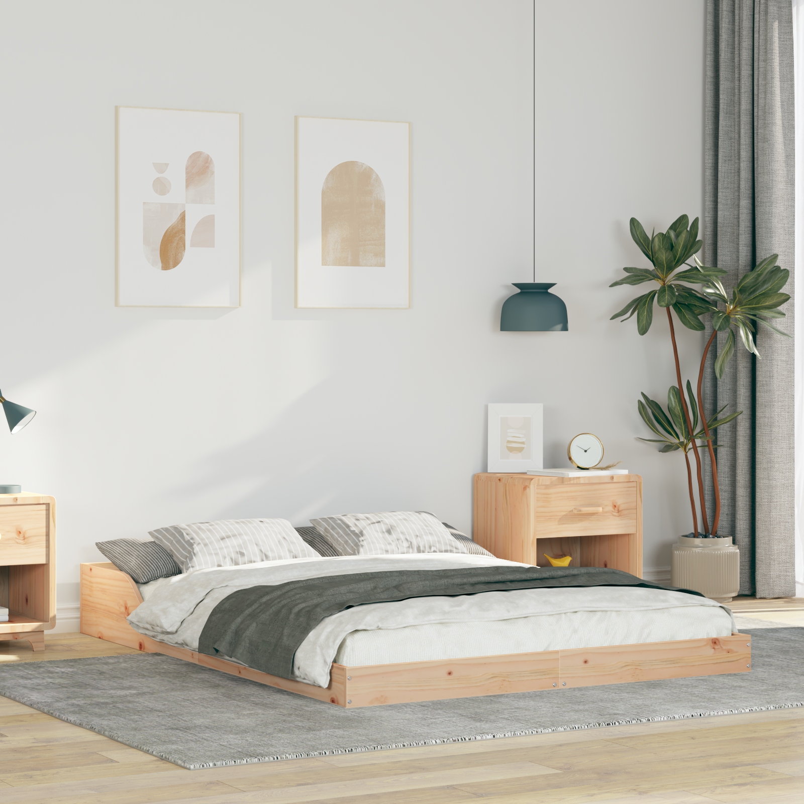 Bettgestell Braun 140 x 190 cm Massivholz Kiefer