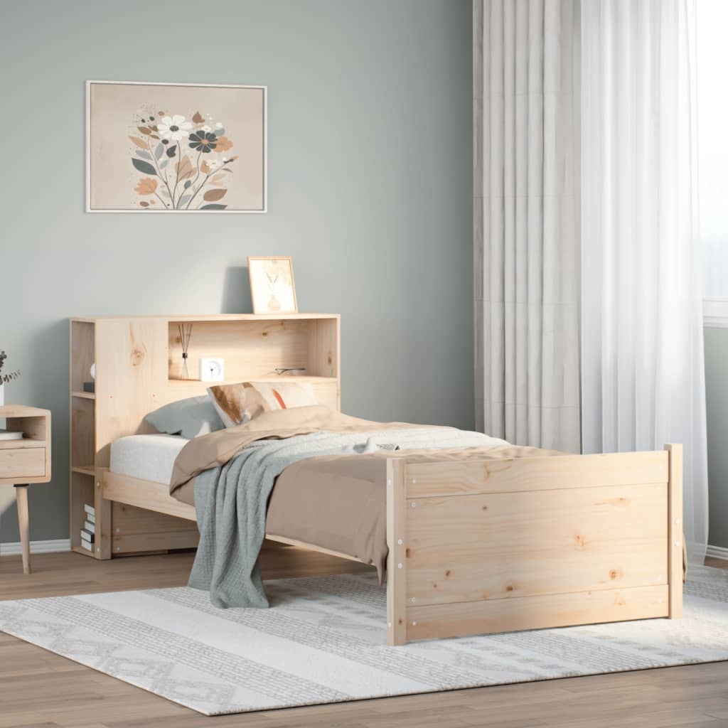 Massivholzbett mit Regal ohne Matratze 90x190 cm Kiefer