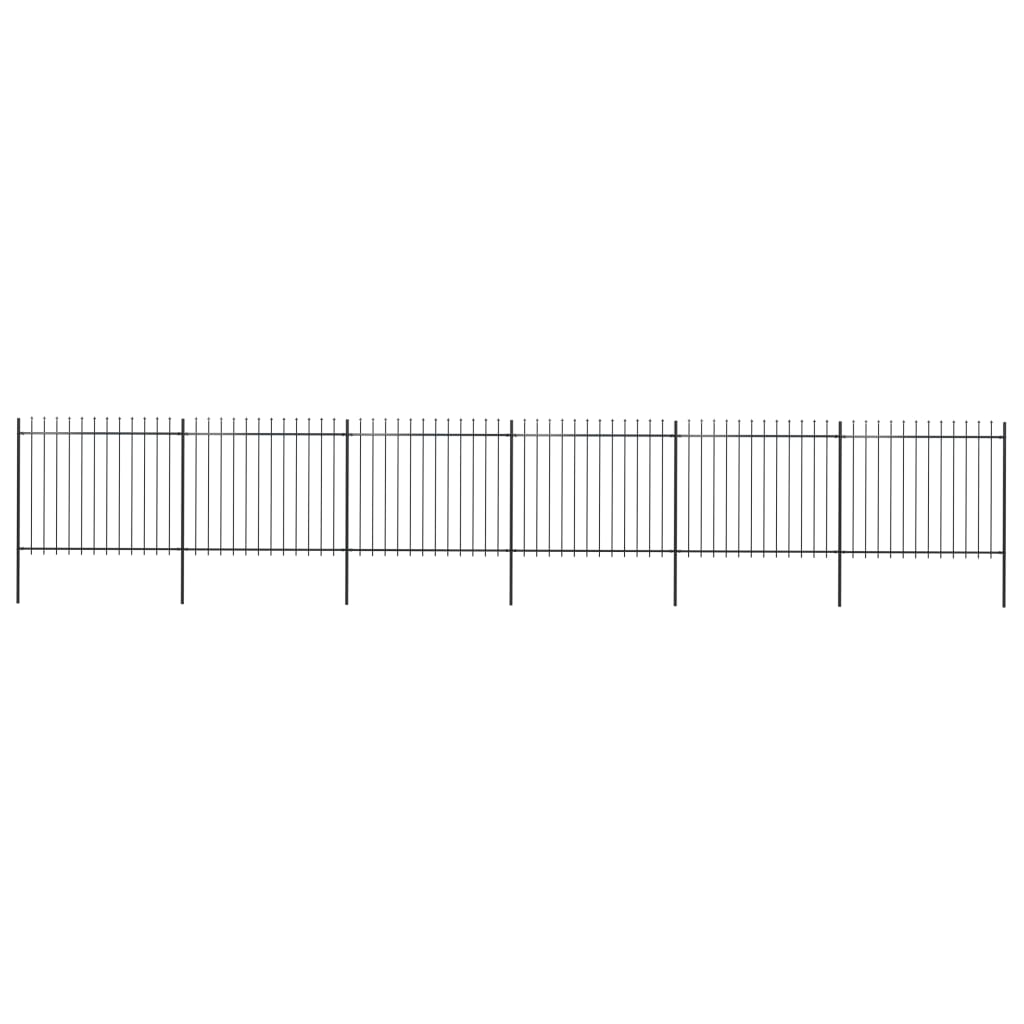 Gartenzaun mit Speerspitzen Stahl 10,2 x 1,5 m Schwarz