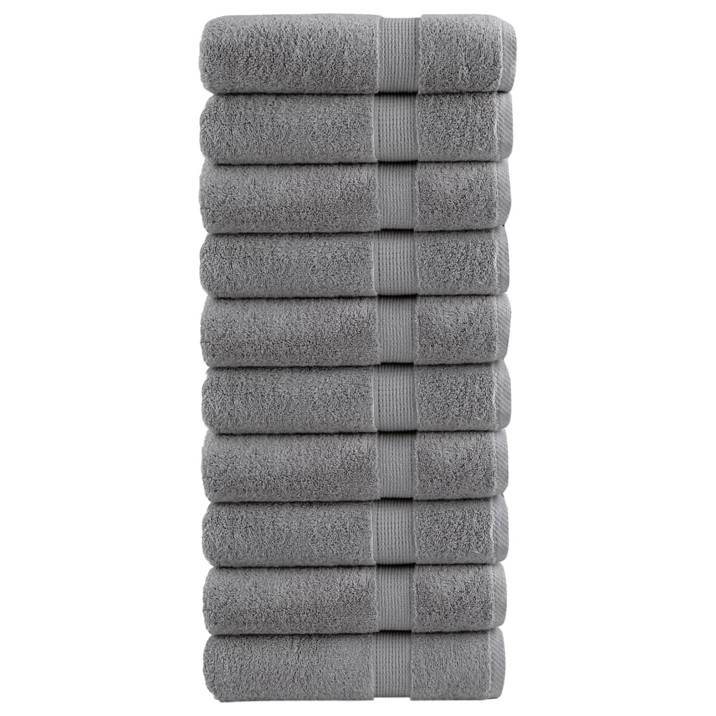 Premium-Handtücher 10 Stk Grau 50x100cm 600 g/m² 100% Baumwolle