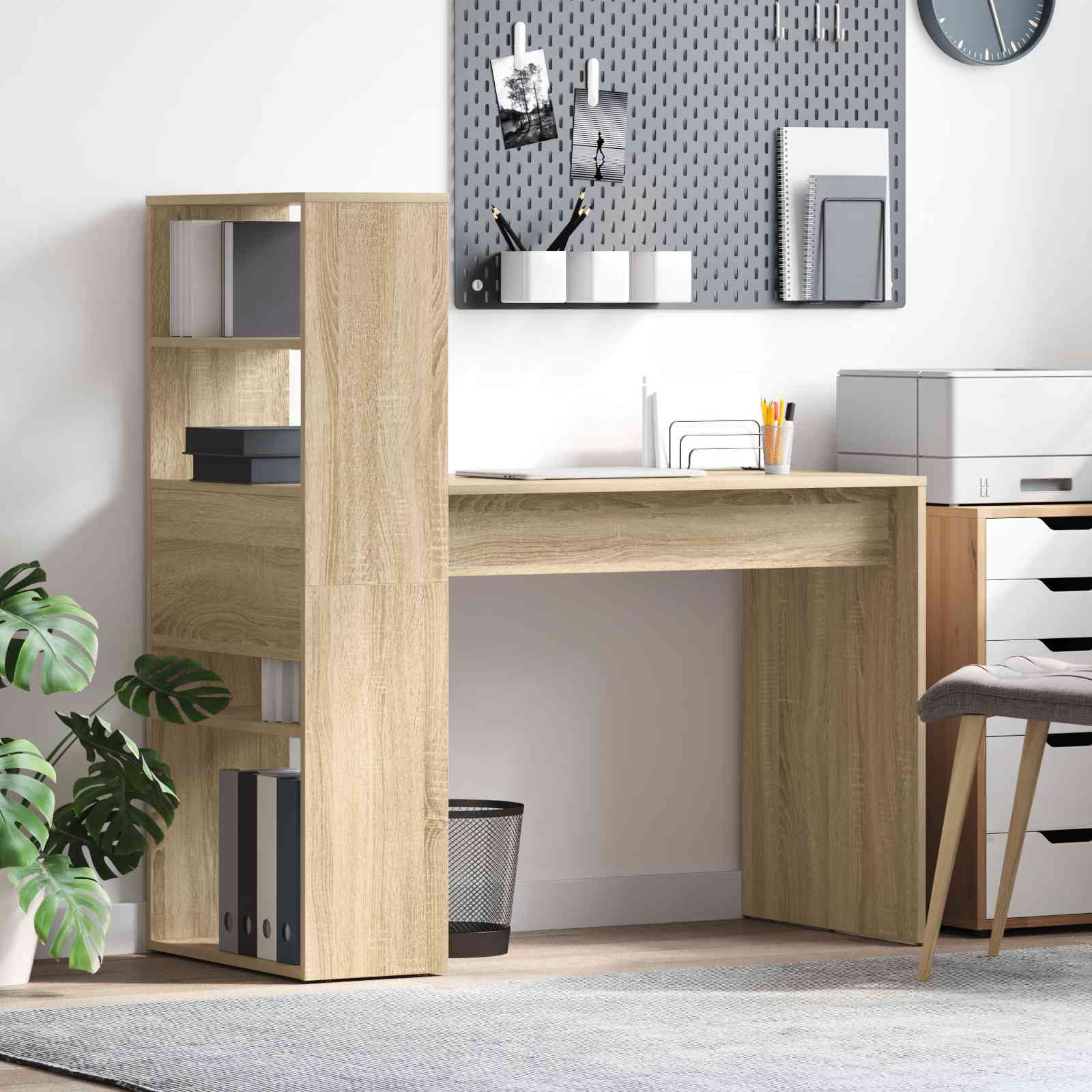 Schreibtisch mit Stauraum Sonoma Eiche 113x54x120 cm Spanplatte