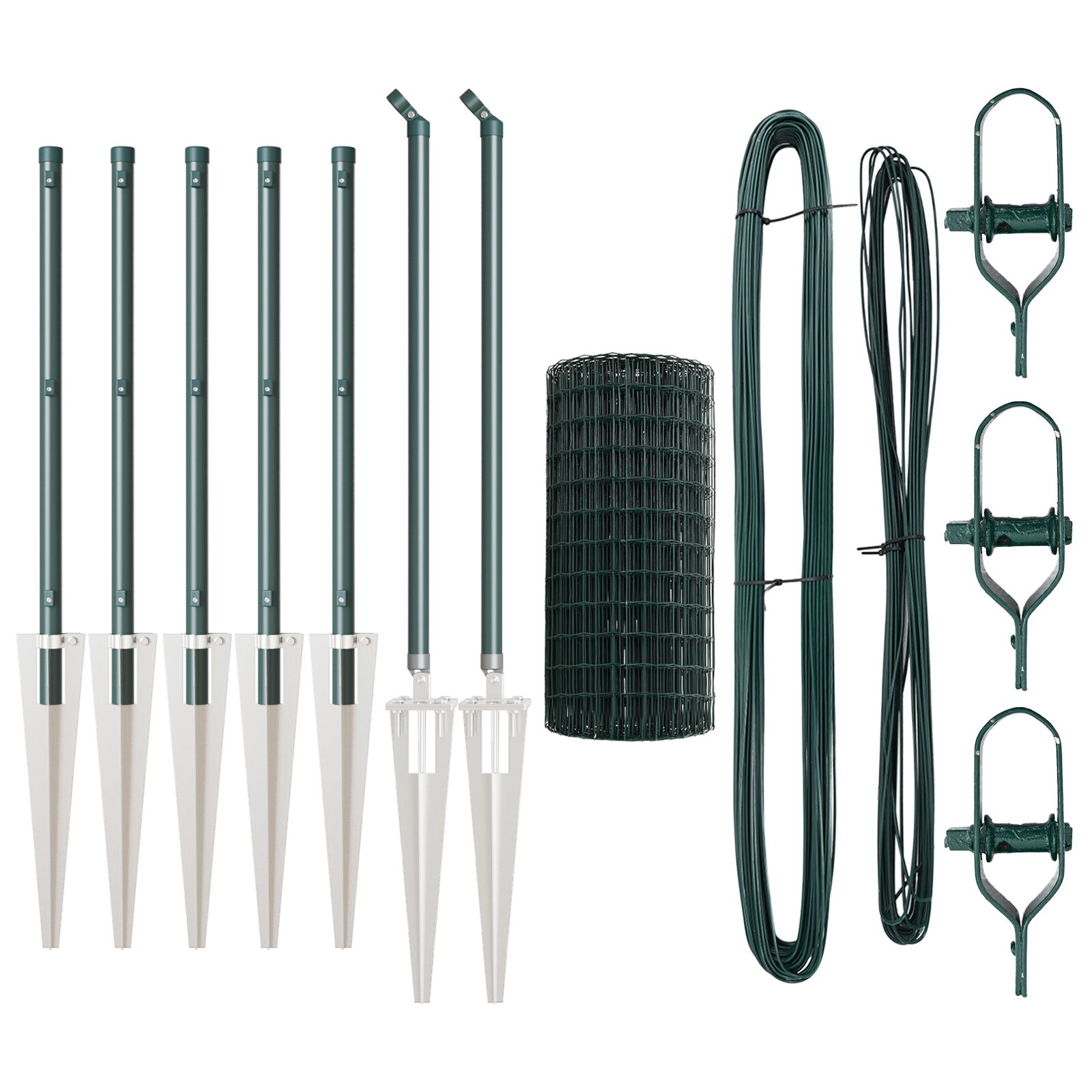 Euro Zaun mit 7 Spike-Posts 0,8x10 m Galvanisierter Stahl Grün