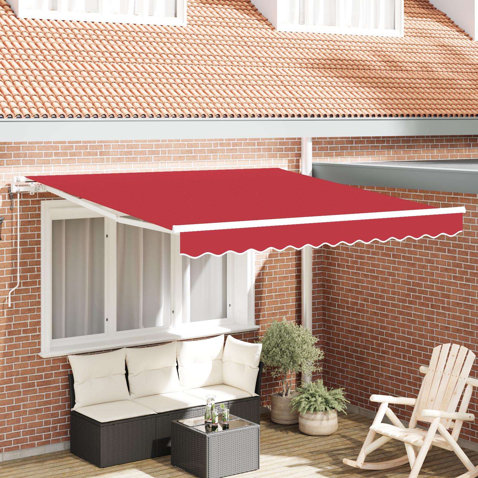 Automatische Einziehmarkise Rot 350x250 cm