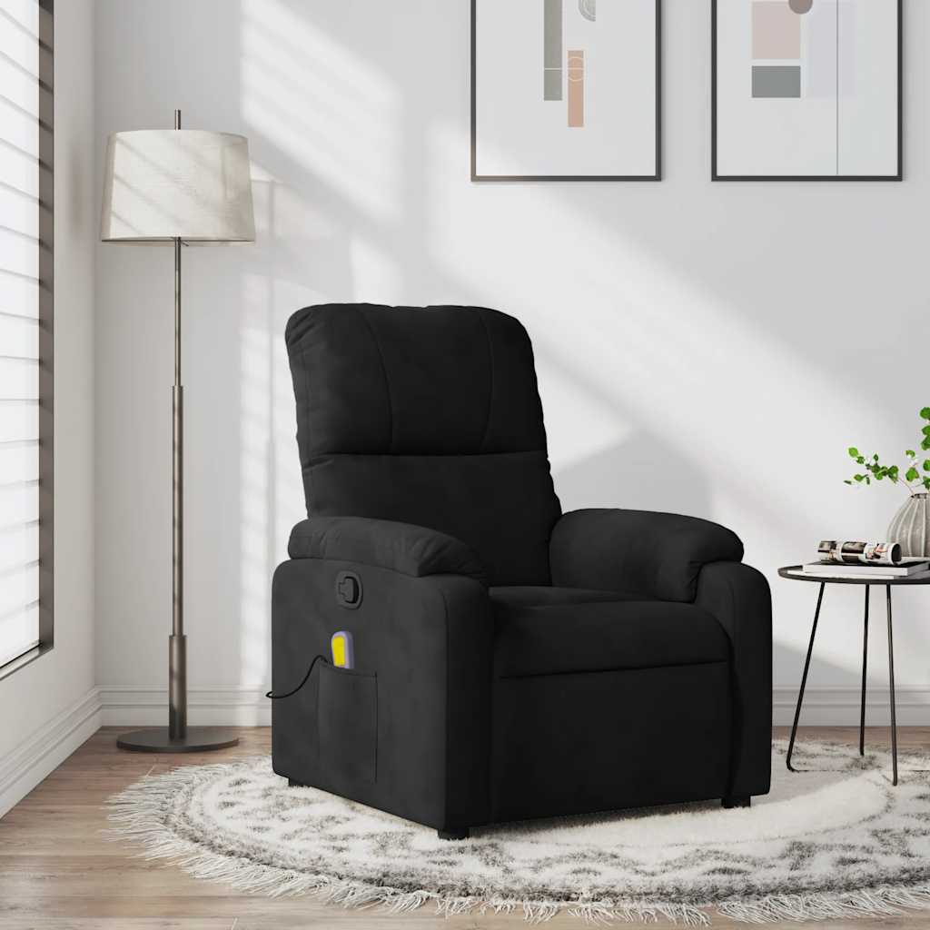 Massage-Relaxsessel, schwarzer Mikrofaserstoff