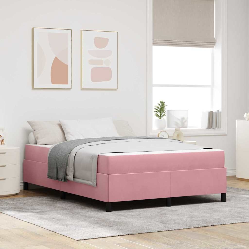 Bettgestell Sonstiges Rosa und Weiß 140 x 200 cm Samt
