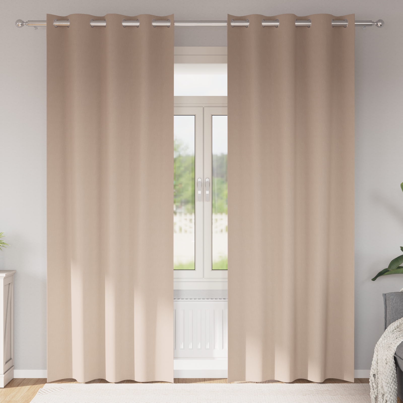 Vorhänge mit Vorhängen 2 pcs Taupe 225 x 140 cm Polyester